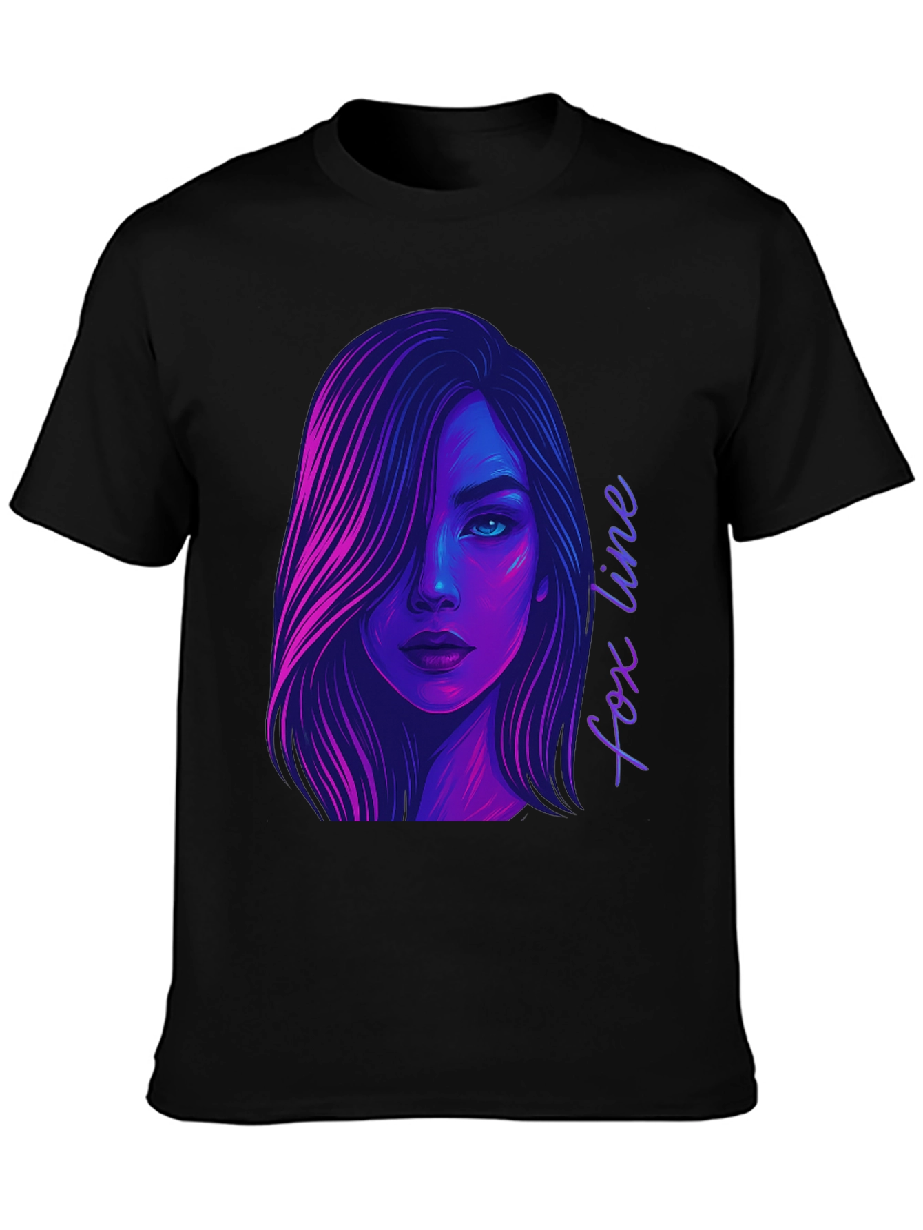Neon Fox Line Art T-Shirt
