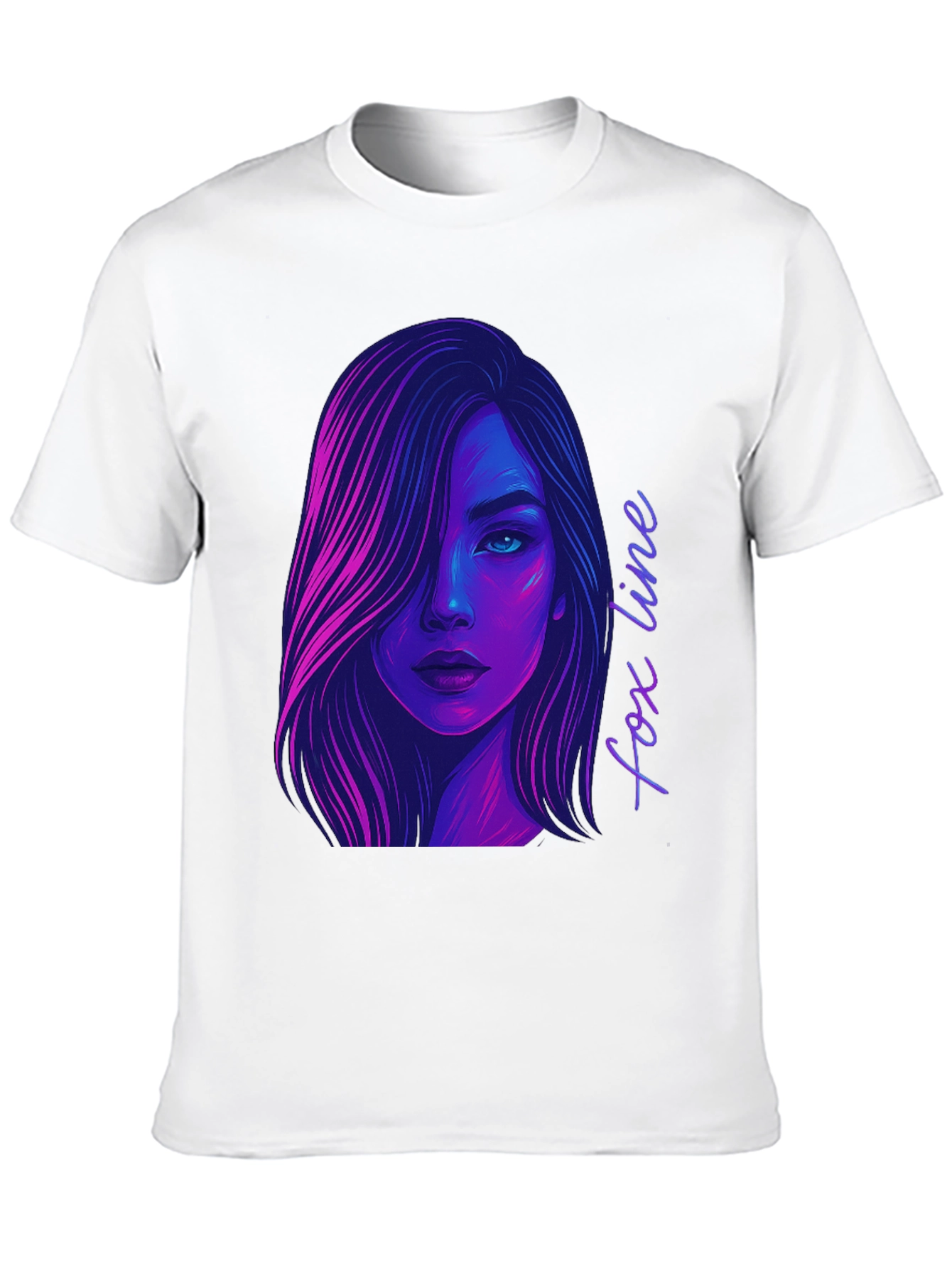 Neon Fox Line Art T-Shirt
