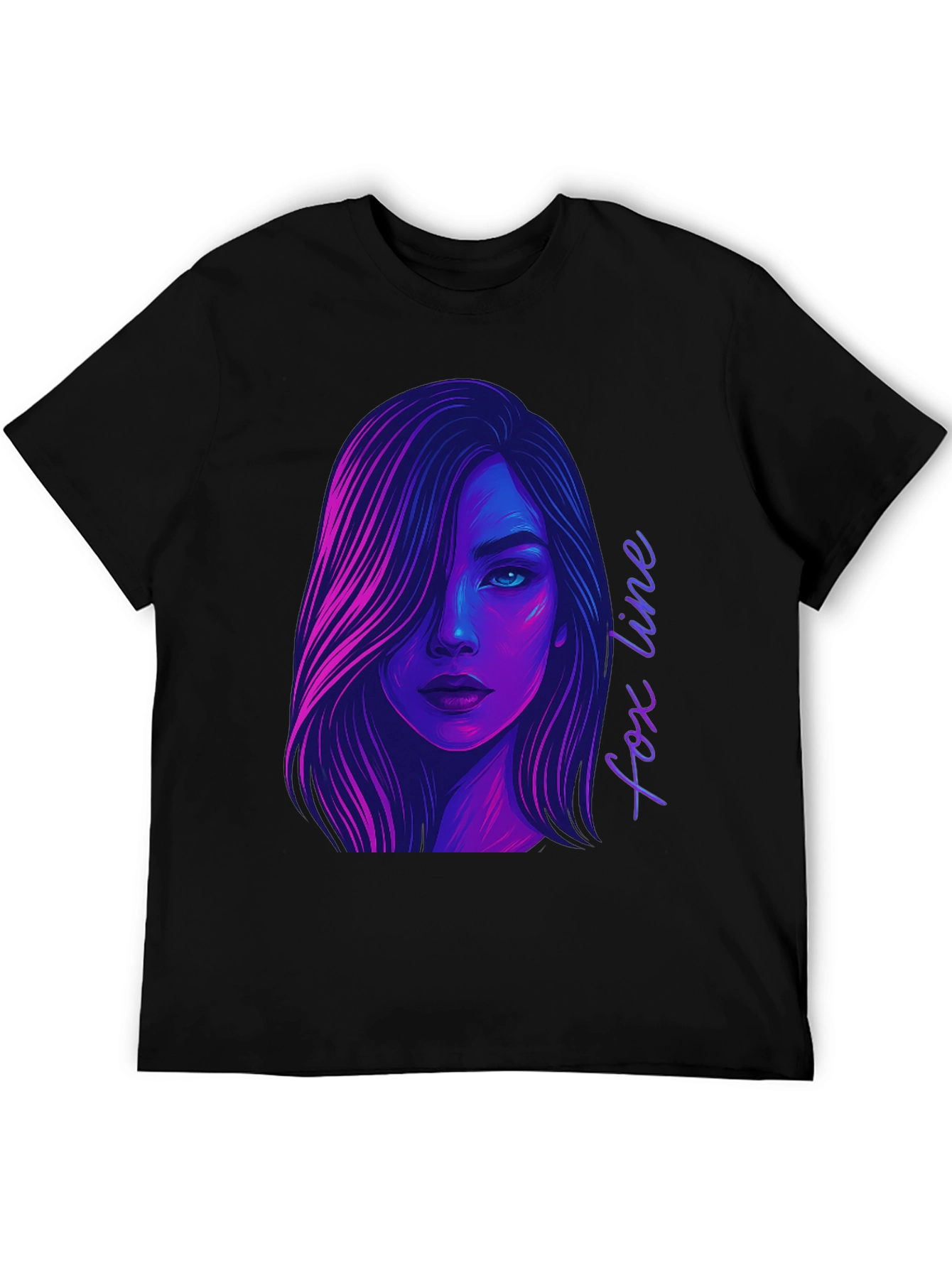 Neon Fox Line Art T-Shirt