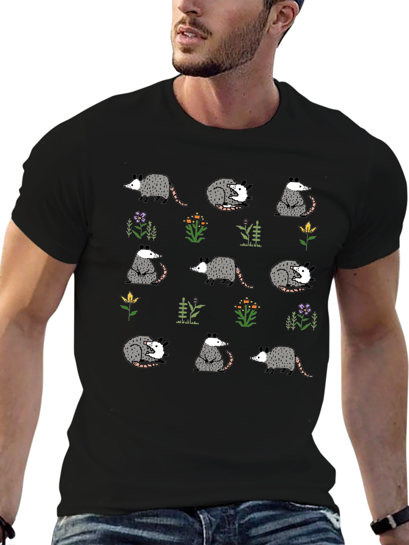 Opossum Pattern T-Shirt - Cute Animal Tee