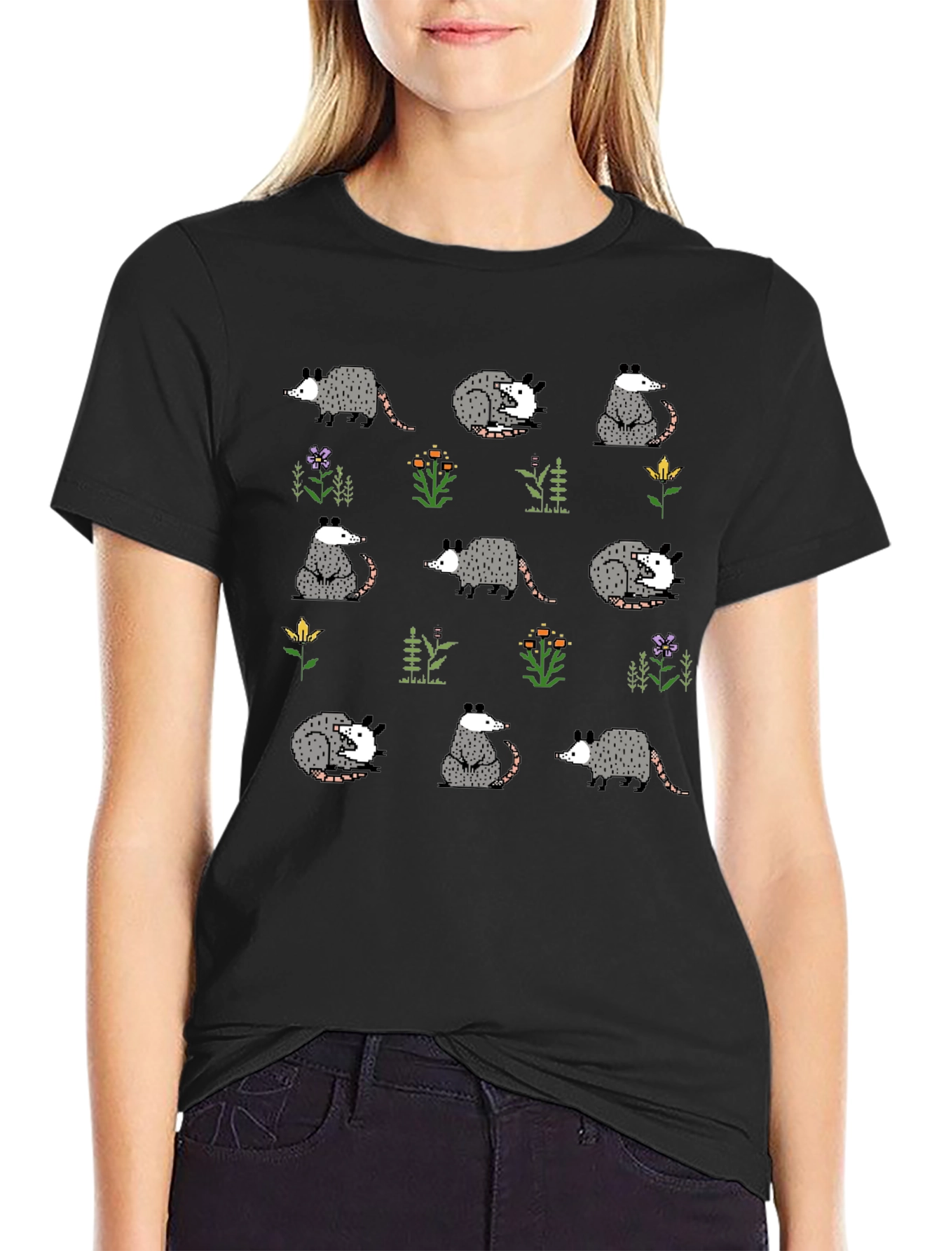Opossum Pattern T-Shirt - Cute Animal Tee