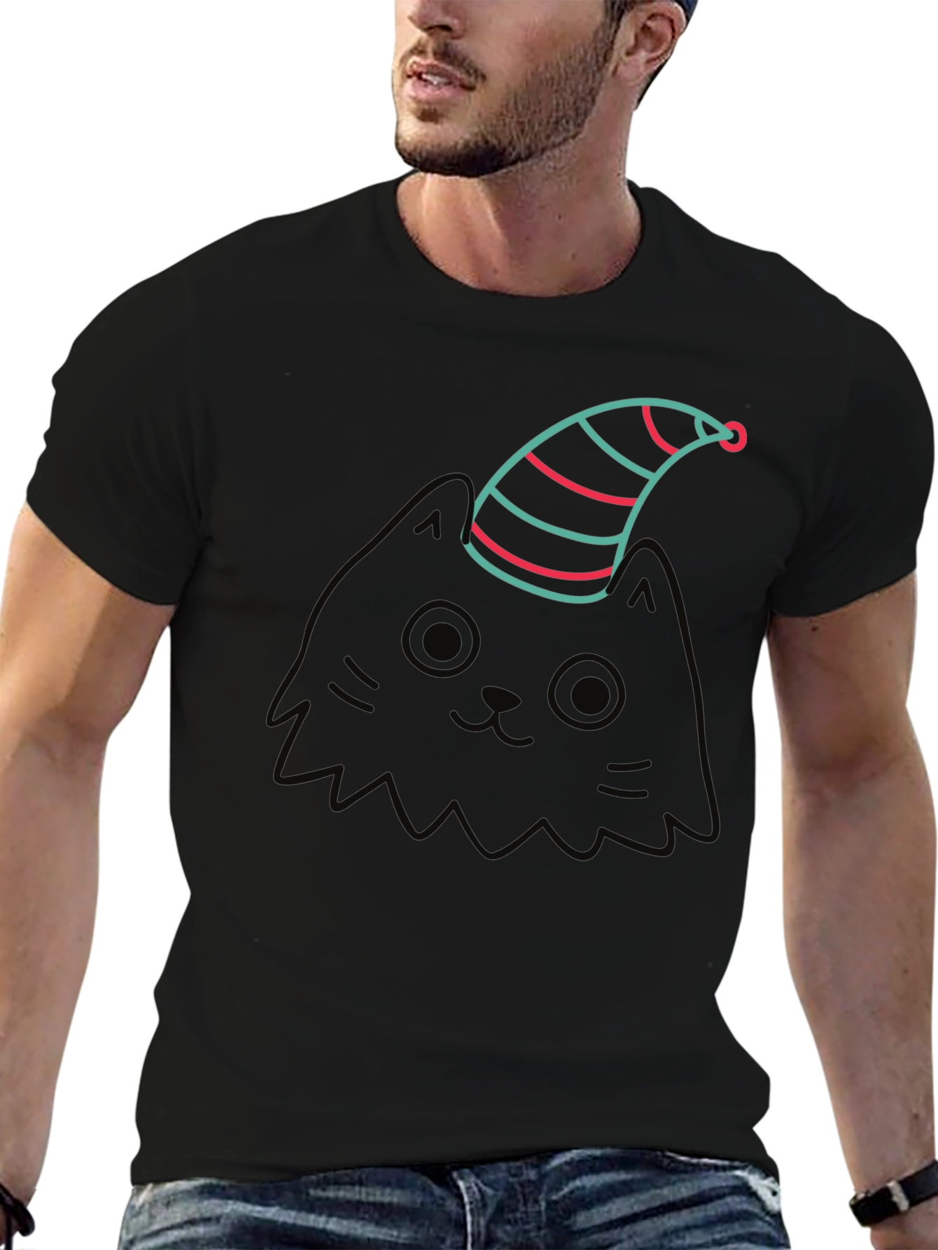 Cat in a Hat Graphic Tee - Black