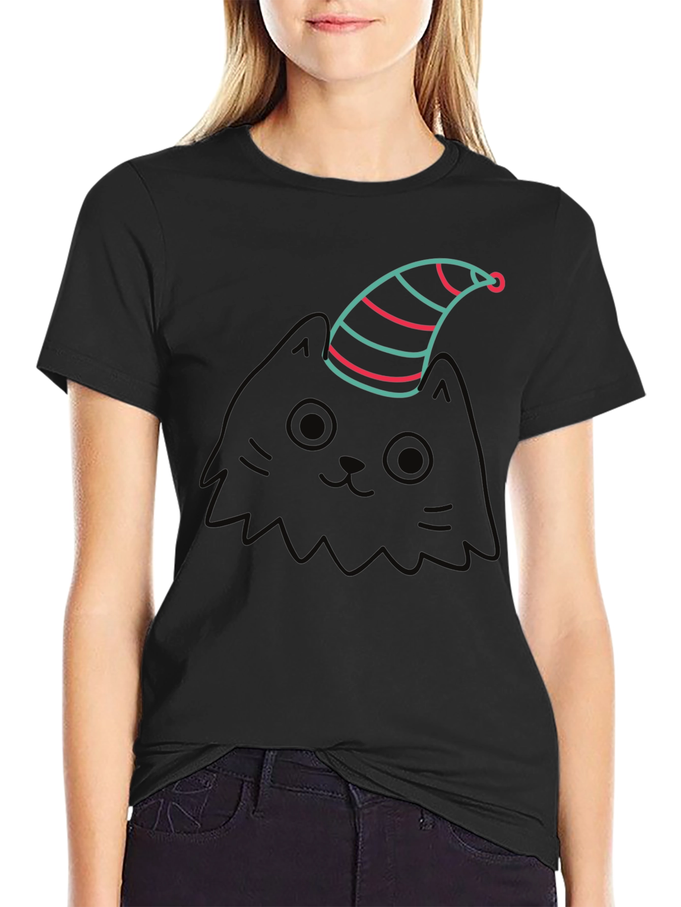 Cat in a Hat Graphic Tee - Black