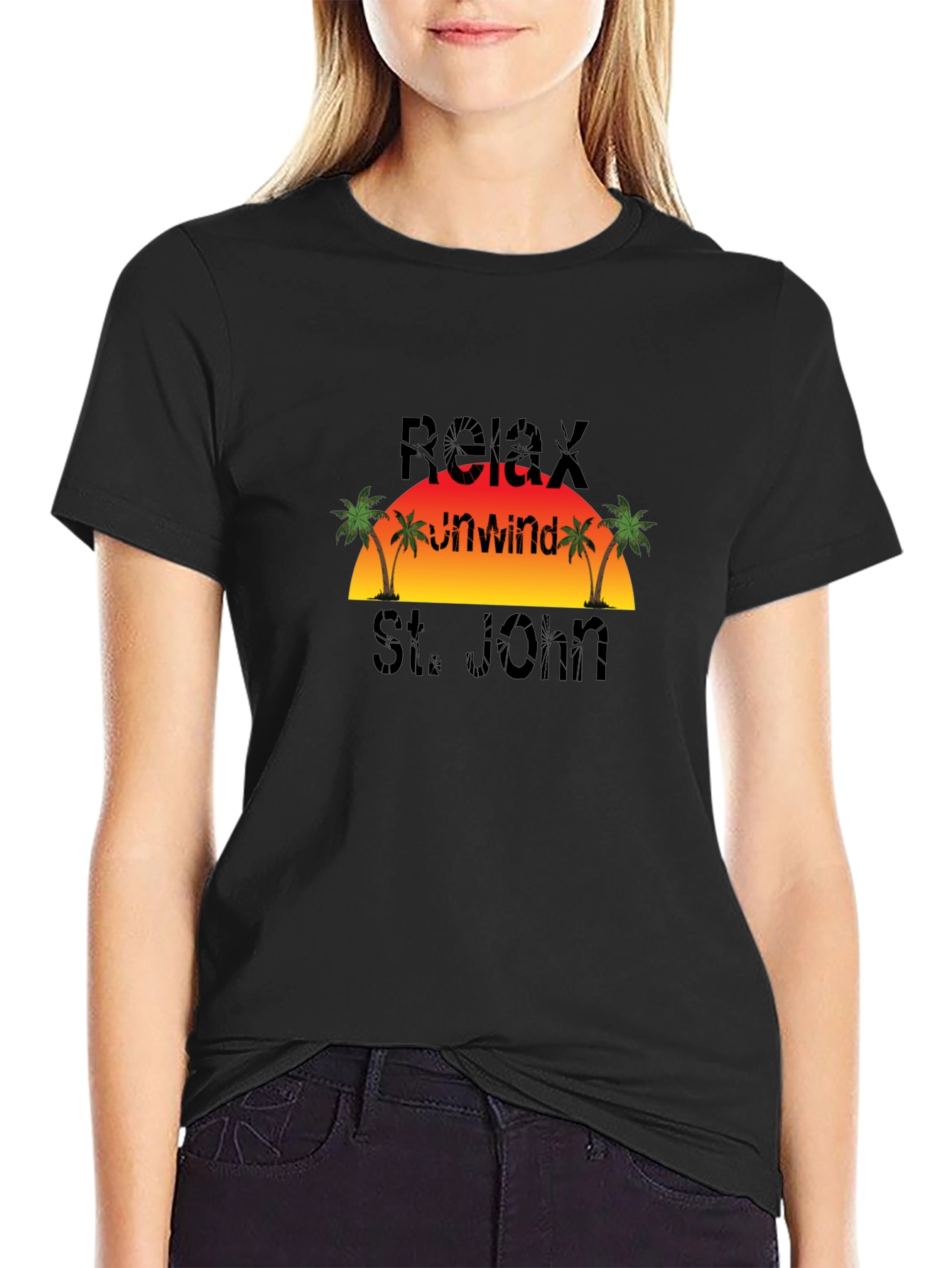 Relax Unwind St. John Black T-Shirt