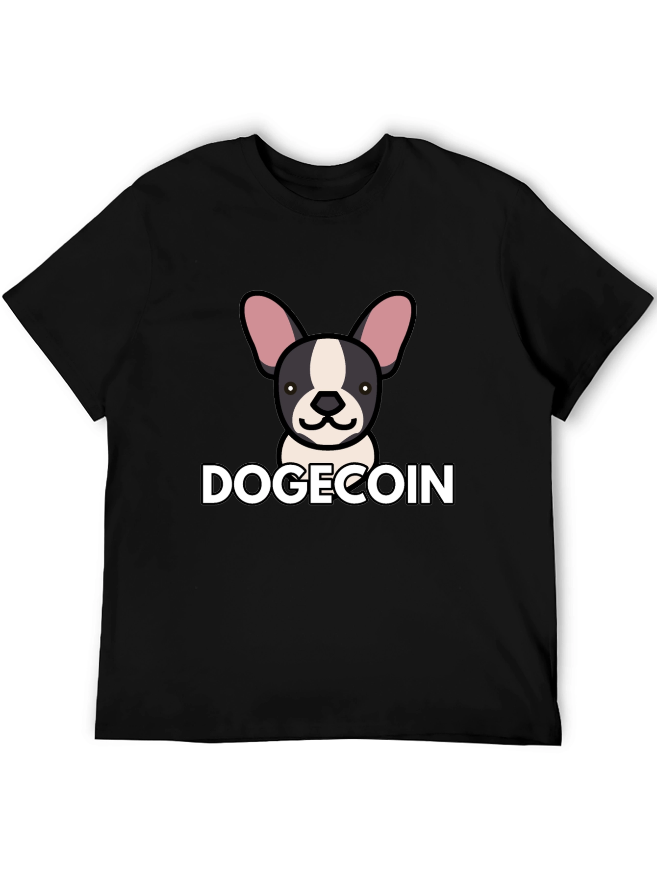 Dogecoin French Bulldog Graphic T-Shirt - Black
