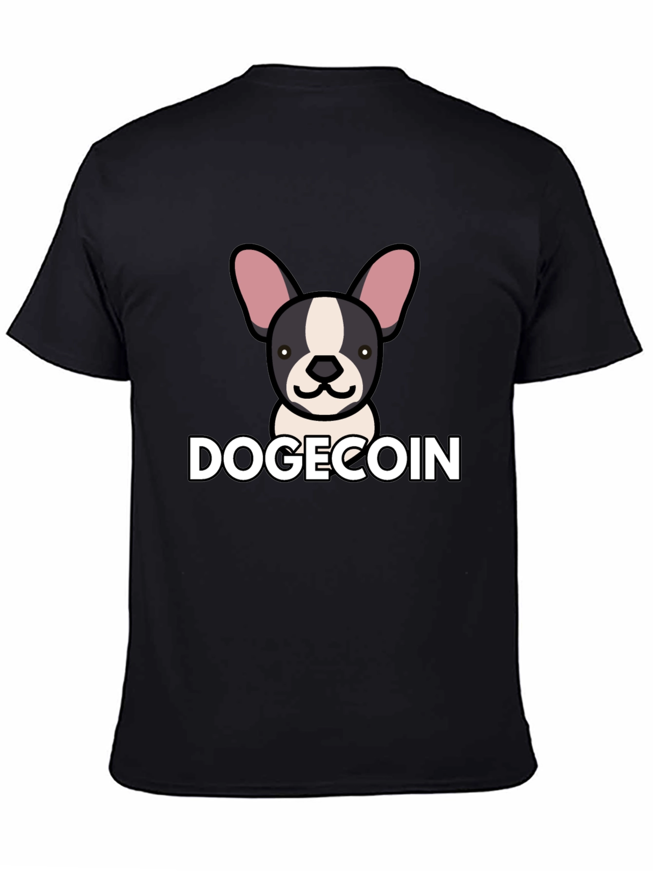 Dogecoin French Bulldog Graphic T-Shirt - Black
