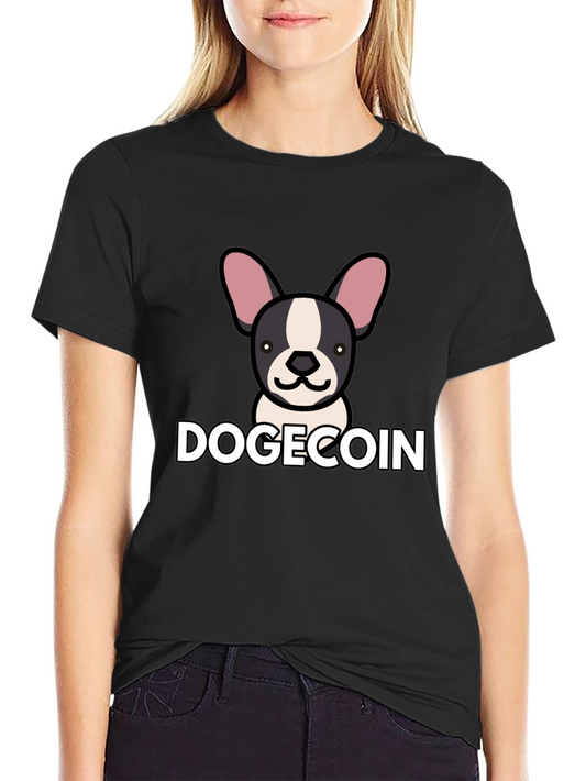 Dogecoin French Bulldog Graphic T-Shirt - Black