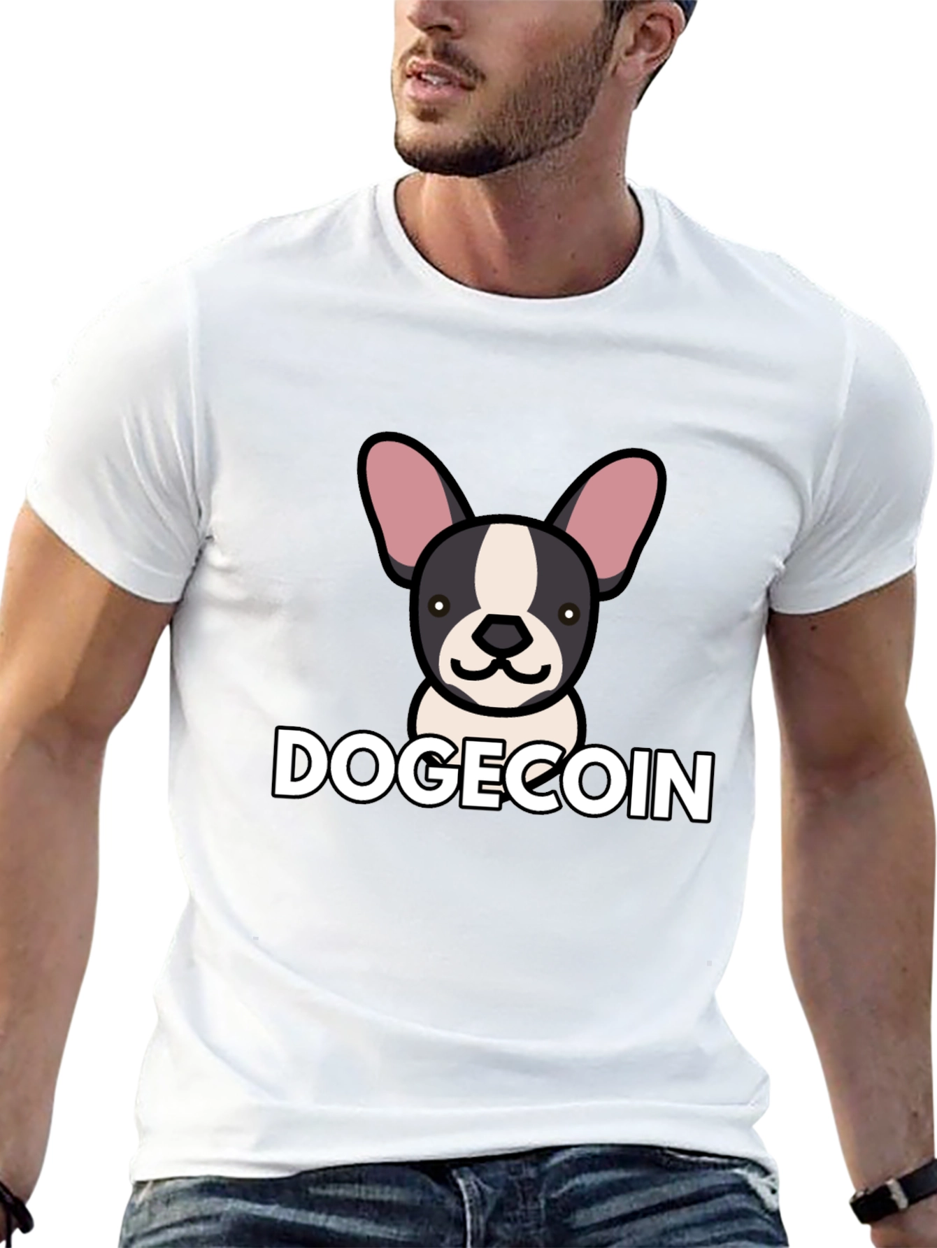 Dogecoin French Bulldog Graphic T-Shirt - Black