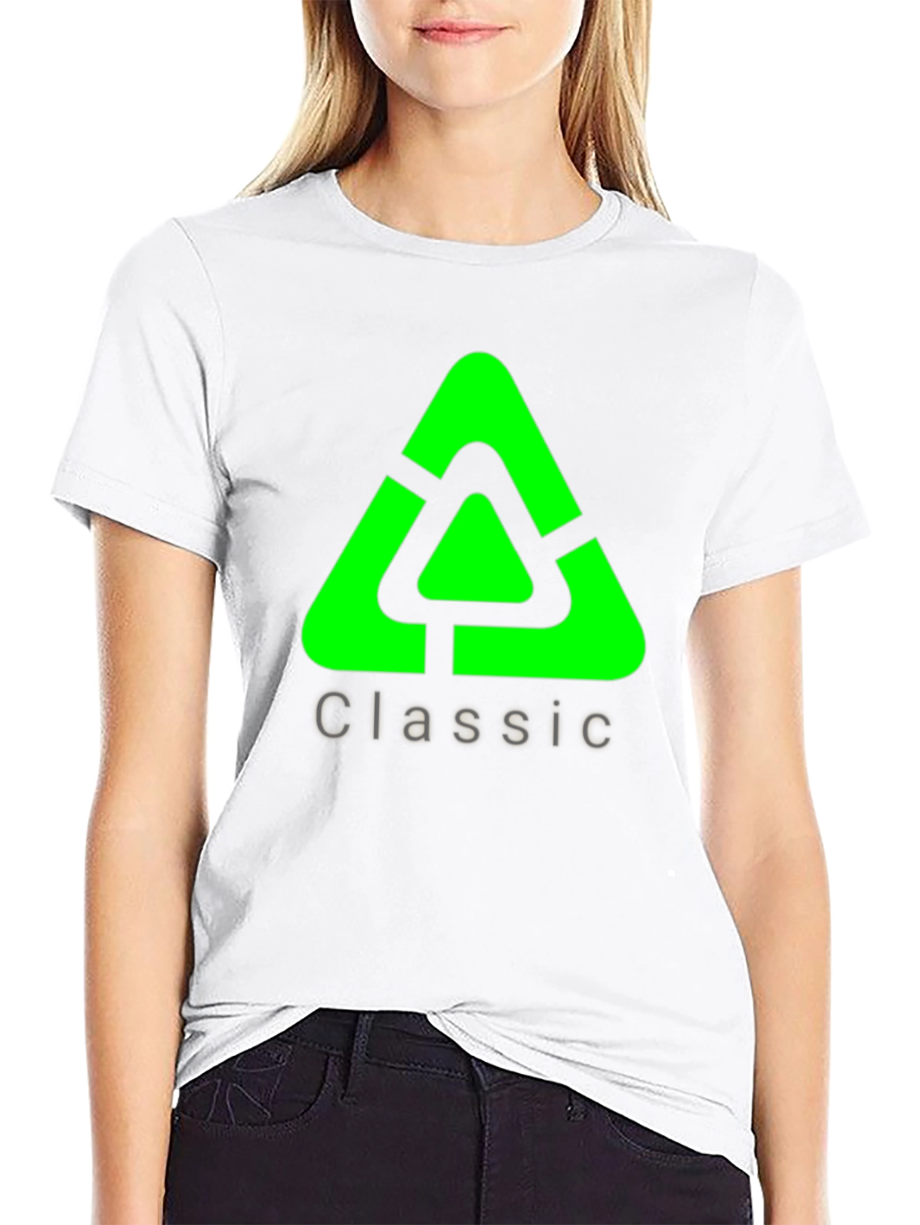 Classic Green Triangle Graphic Black T-Shirt