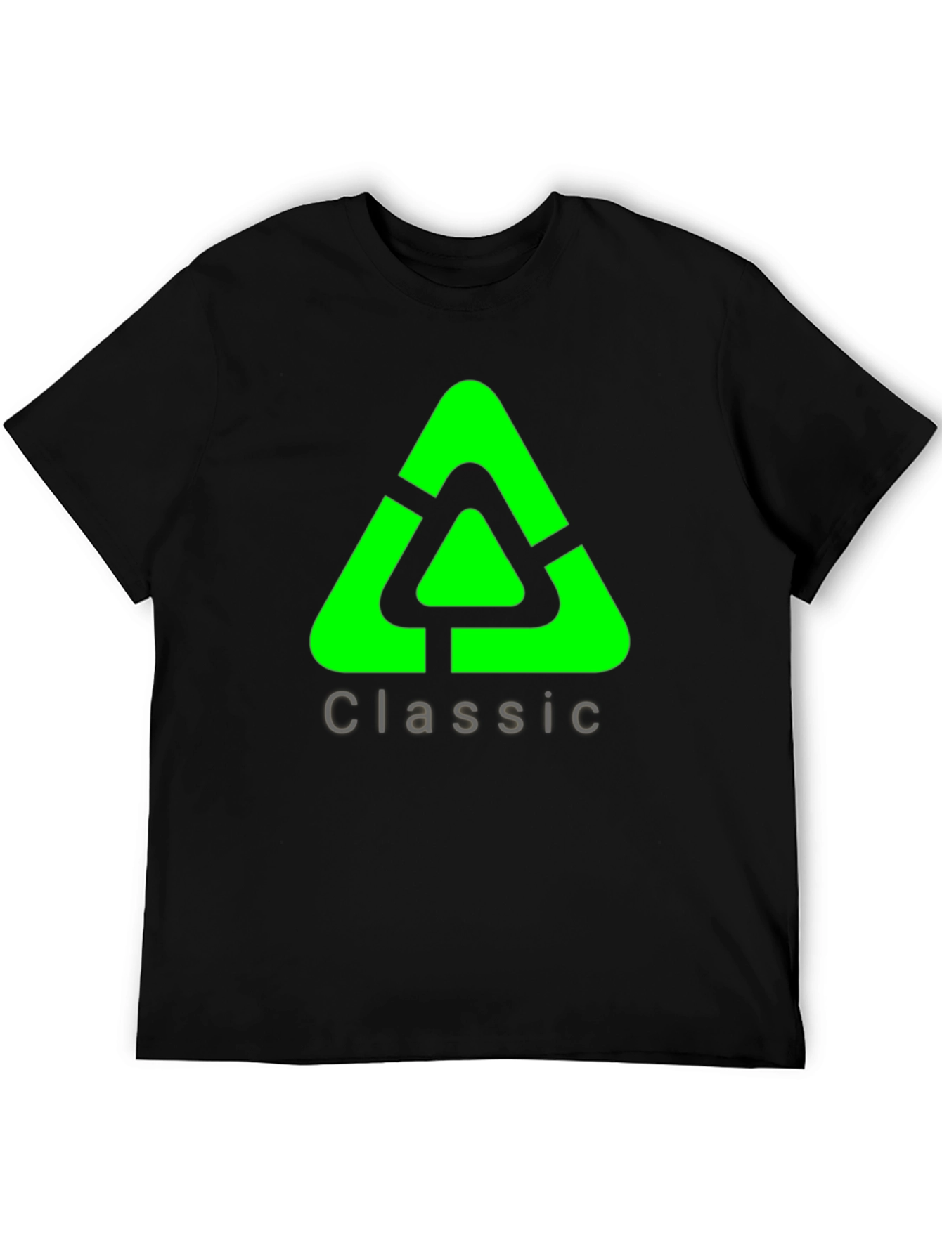 Classic Green Triangle Graphic Black T-Shirt