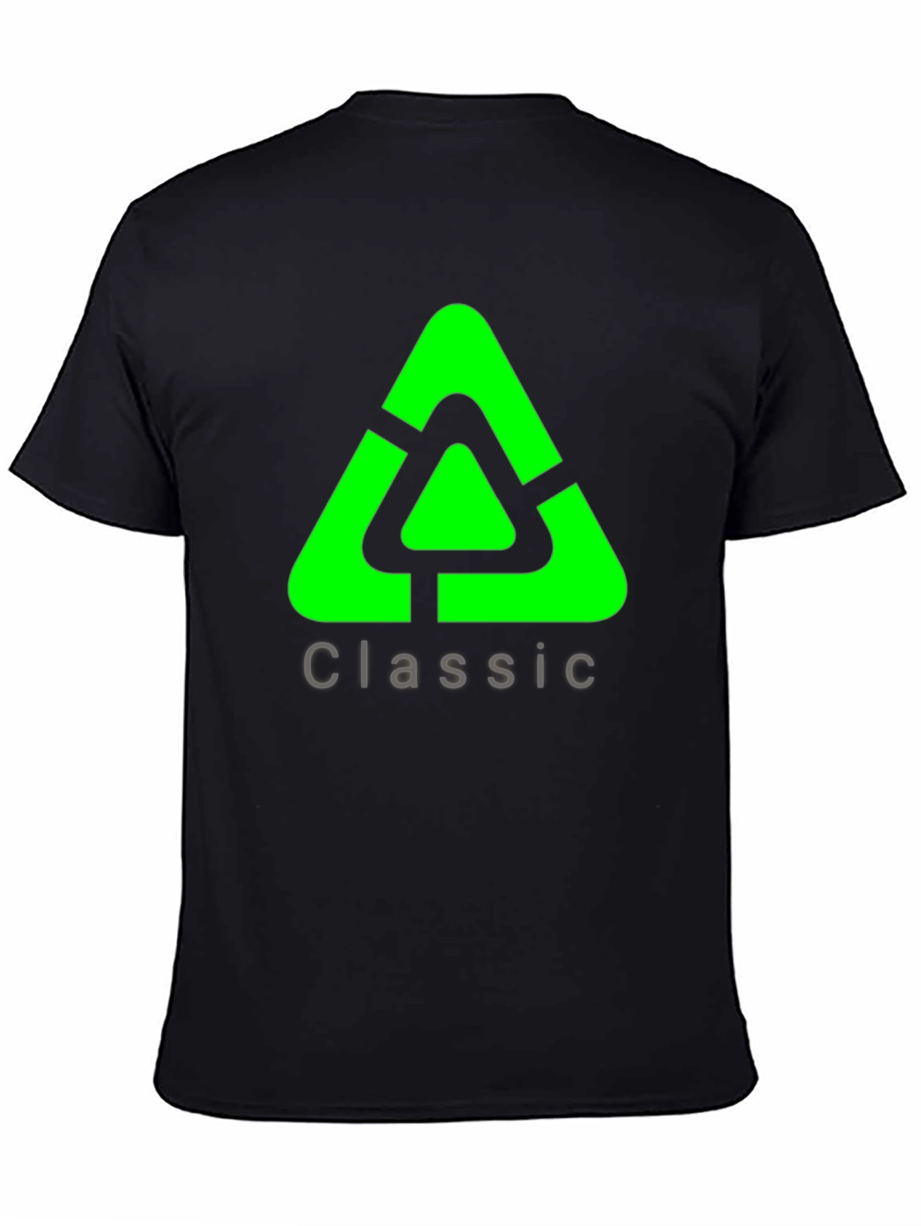 Classic Green Triangle Graphic Black T-Shirt