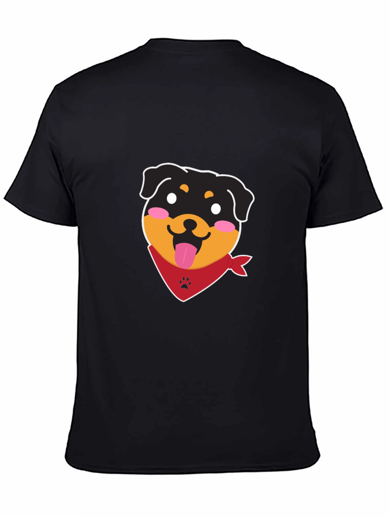Cute Rottweiler Graphic Tee - Black Cotton Blend