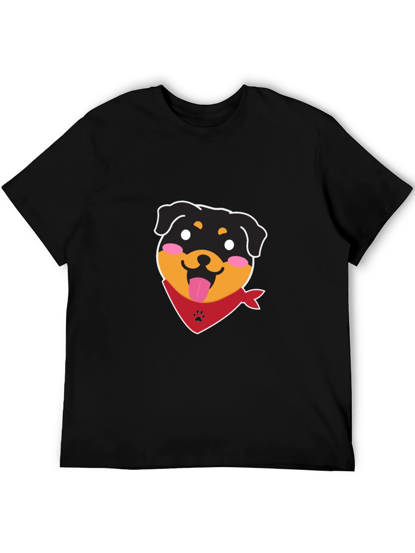 Cute Rottweiler Graphic Tee - Black Cotton Blend