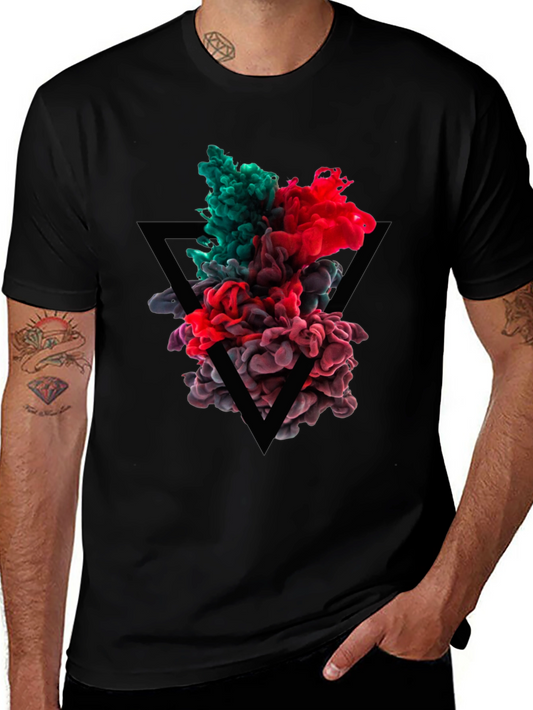 Abstract Ink Triangle Graphic Tee - Black