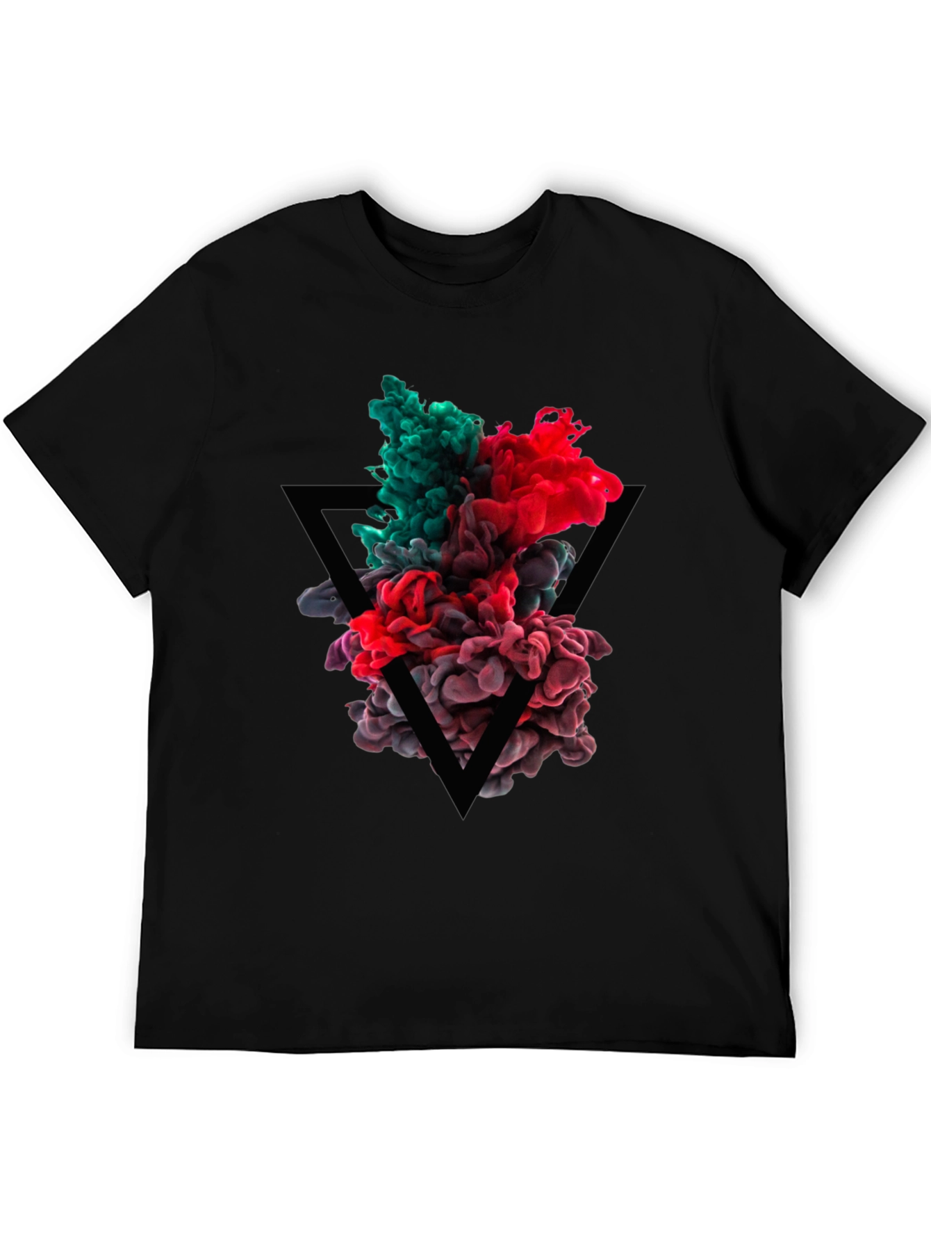 Abstract Ink Triangle Graphic Tee - Black