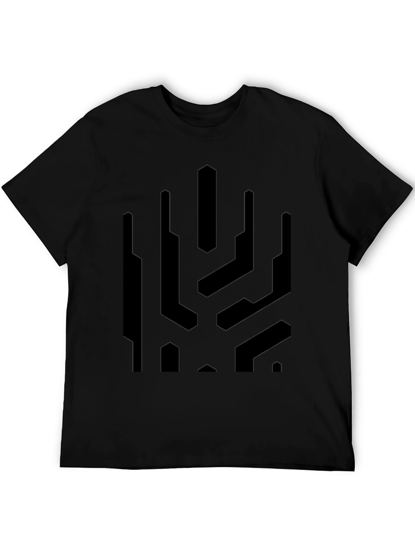 Abstract Geometric Graphic Print Black T-Shirt