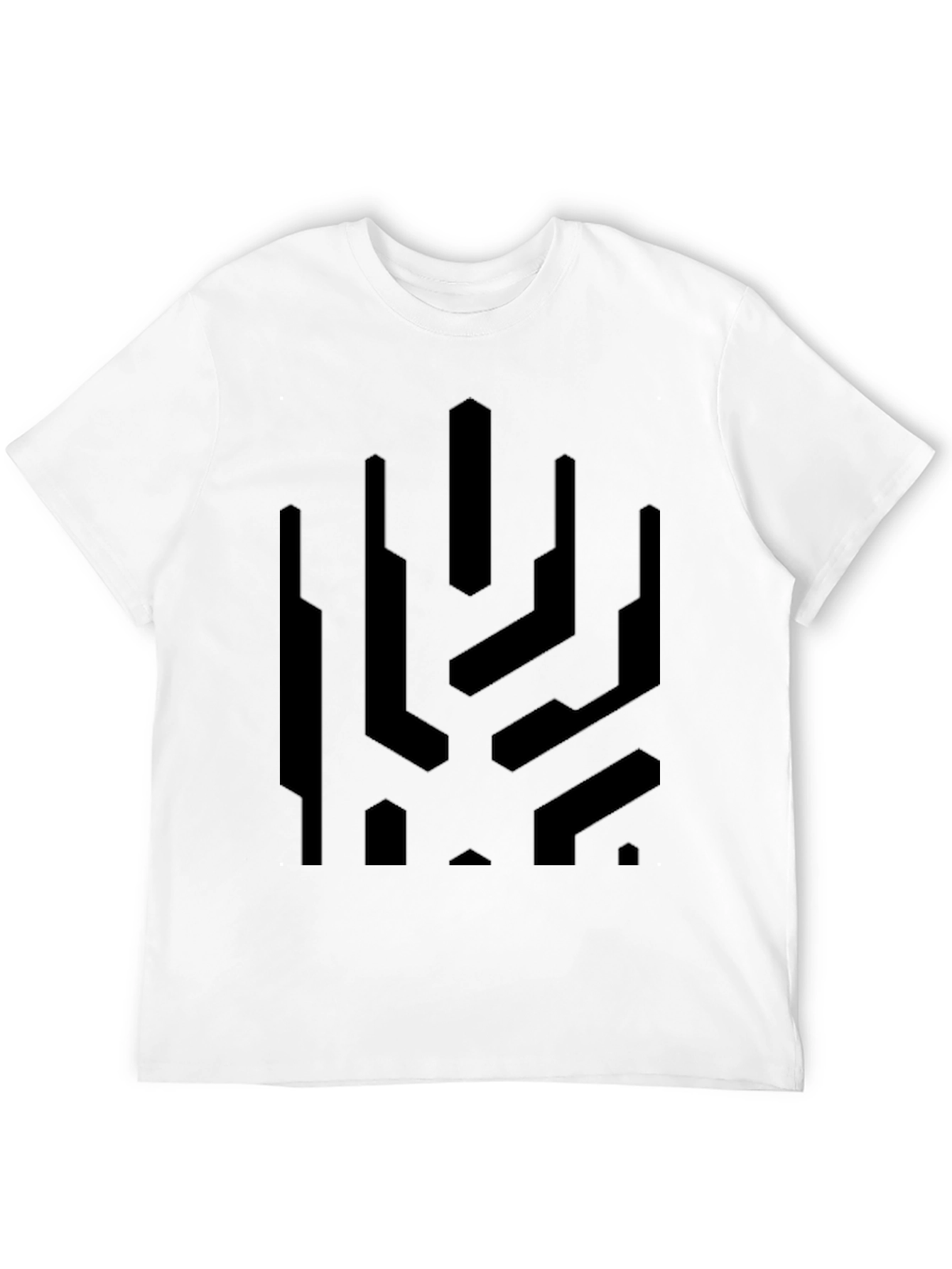Abstract Geometric Graphic Print Black T-Shirt
