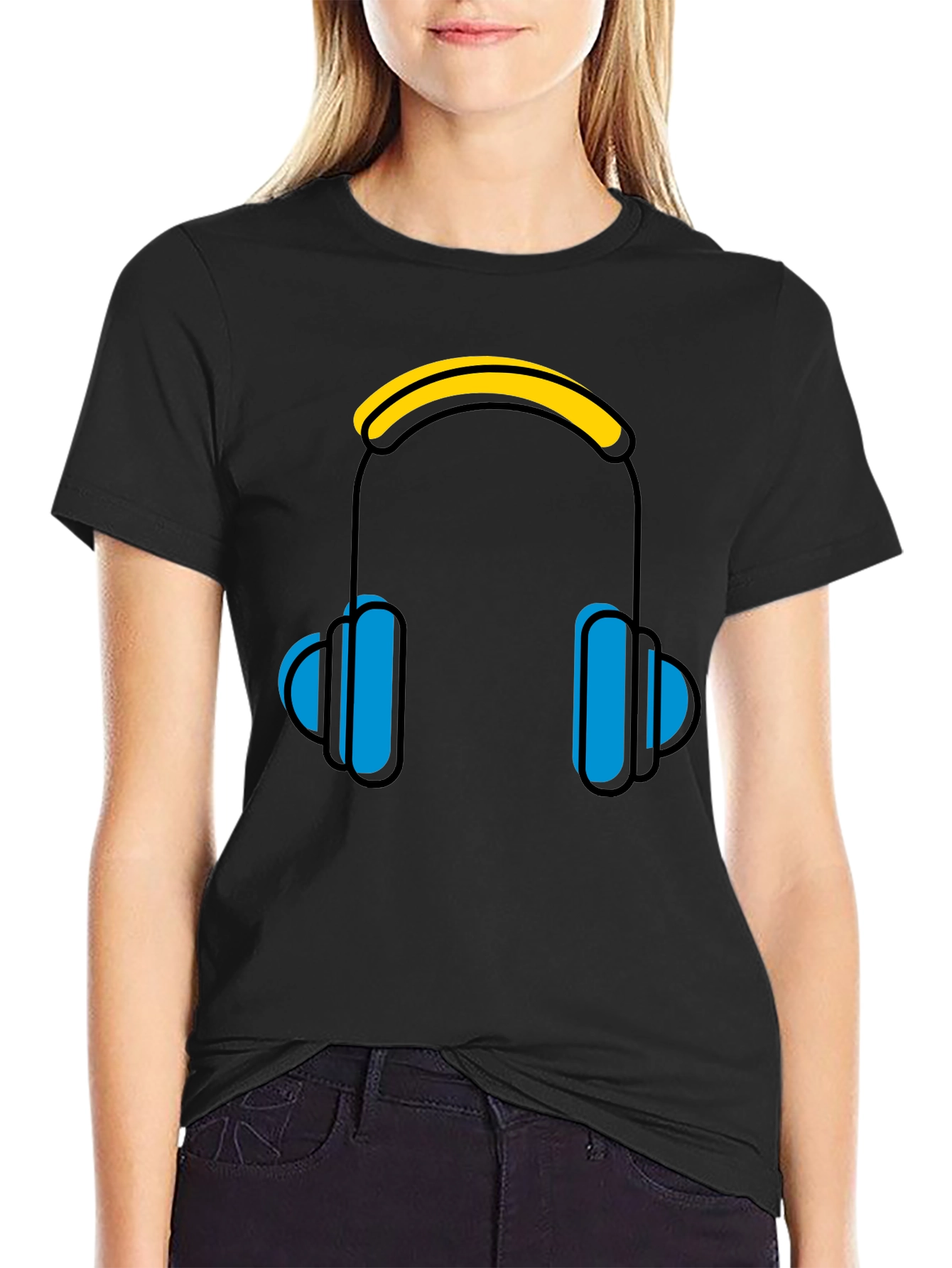 Headphones Graphic Black Tee