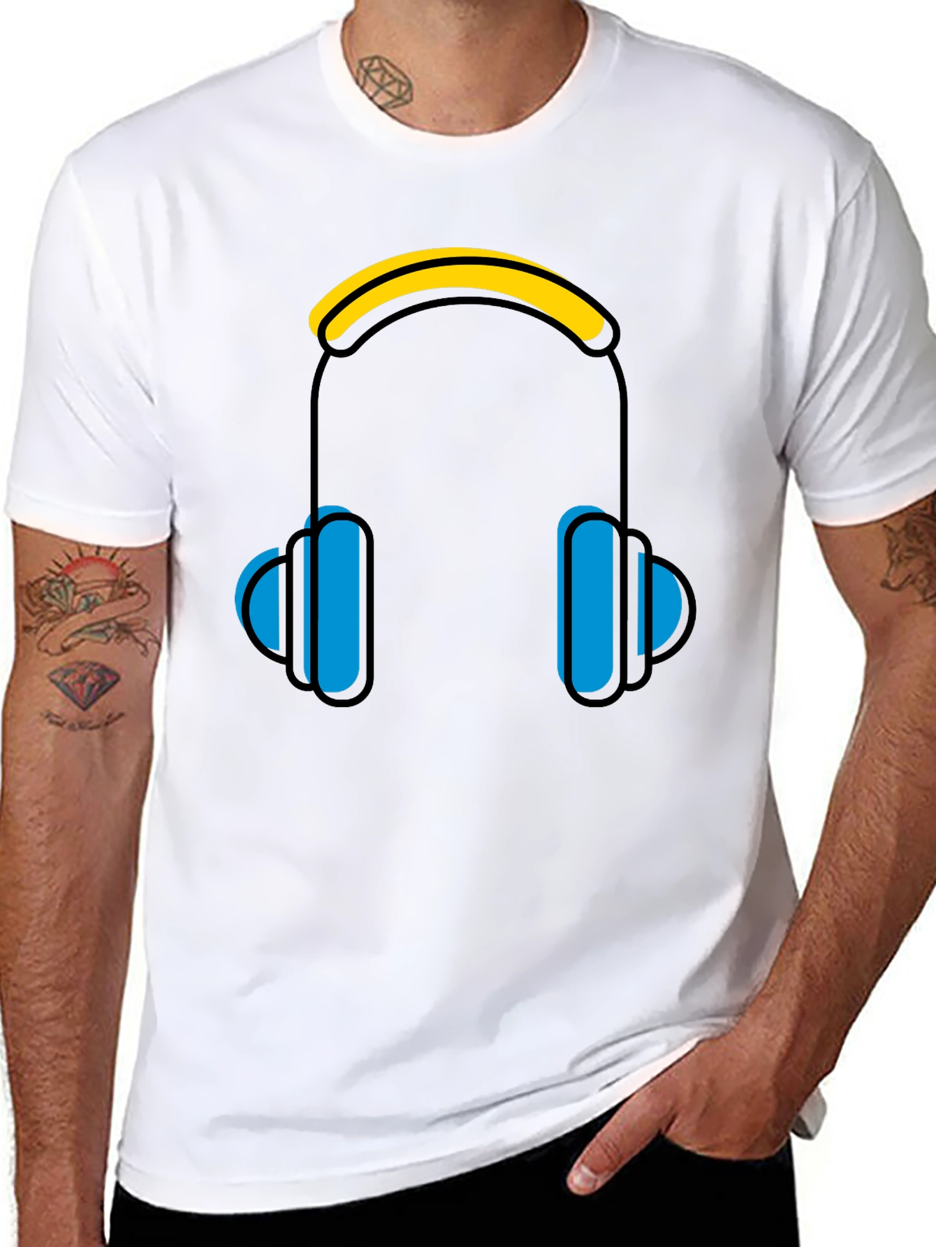 Headphones Graphic Black Tee