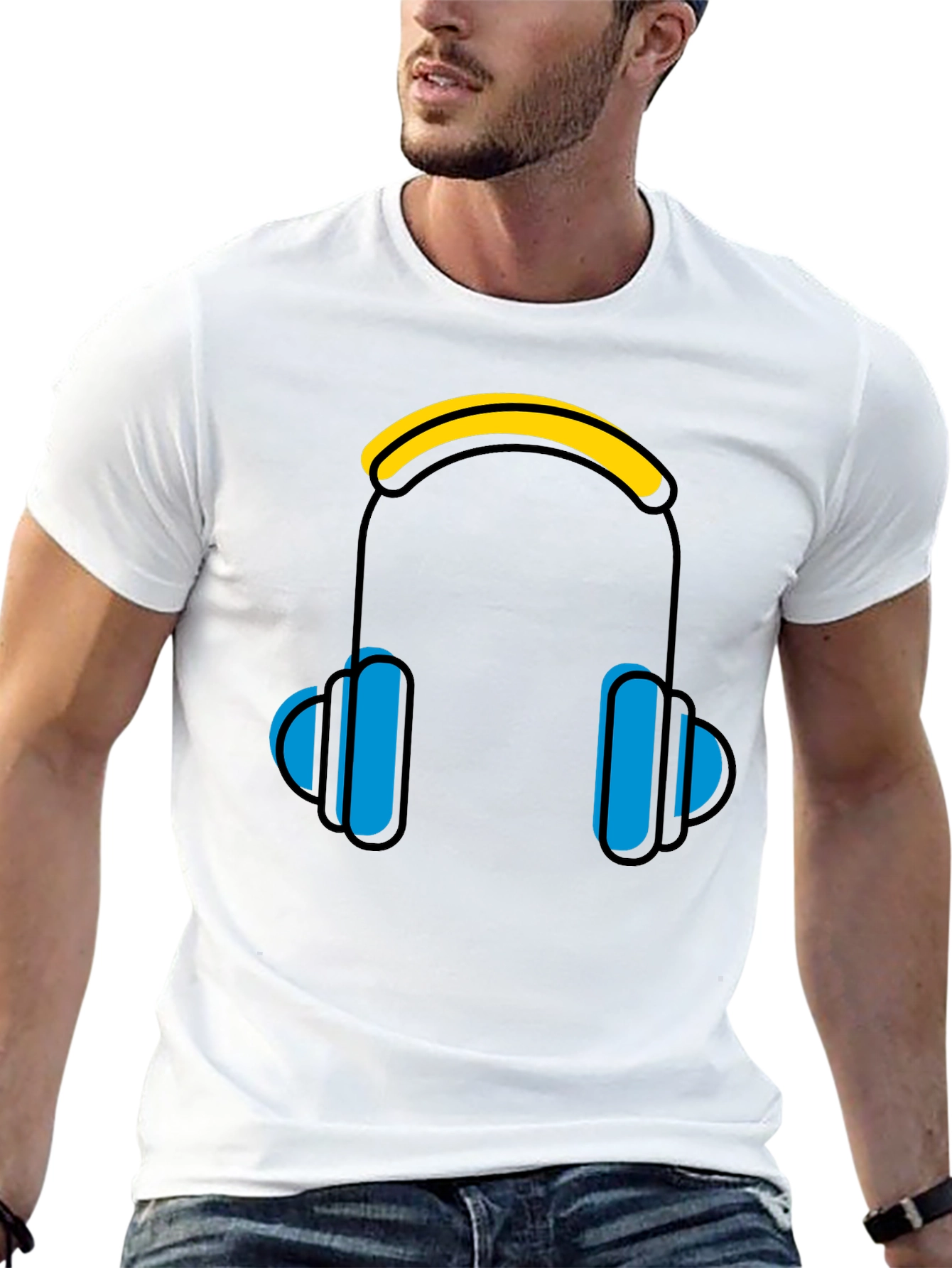 Headphones Graphic Black Tee