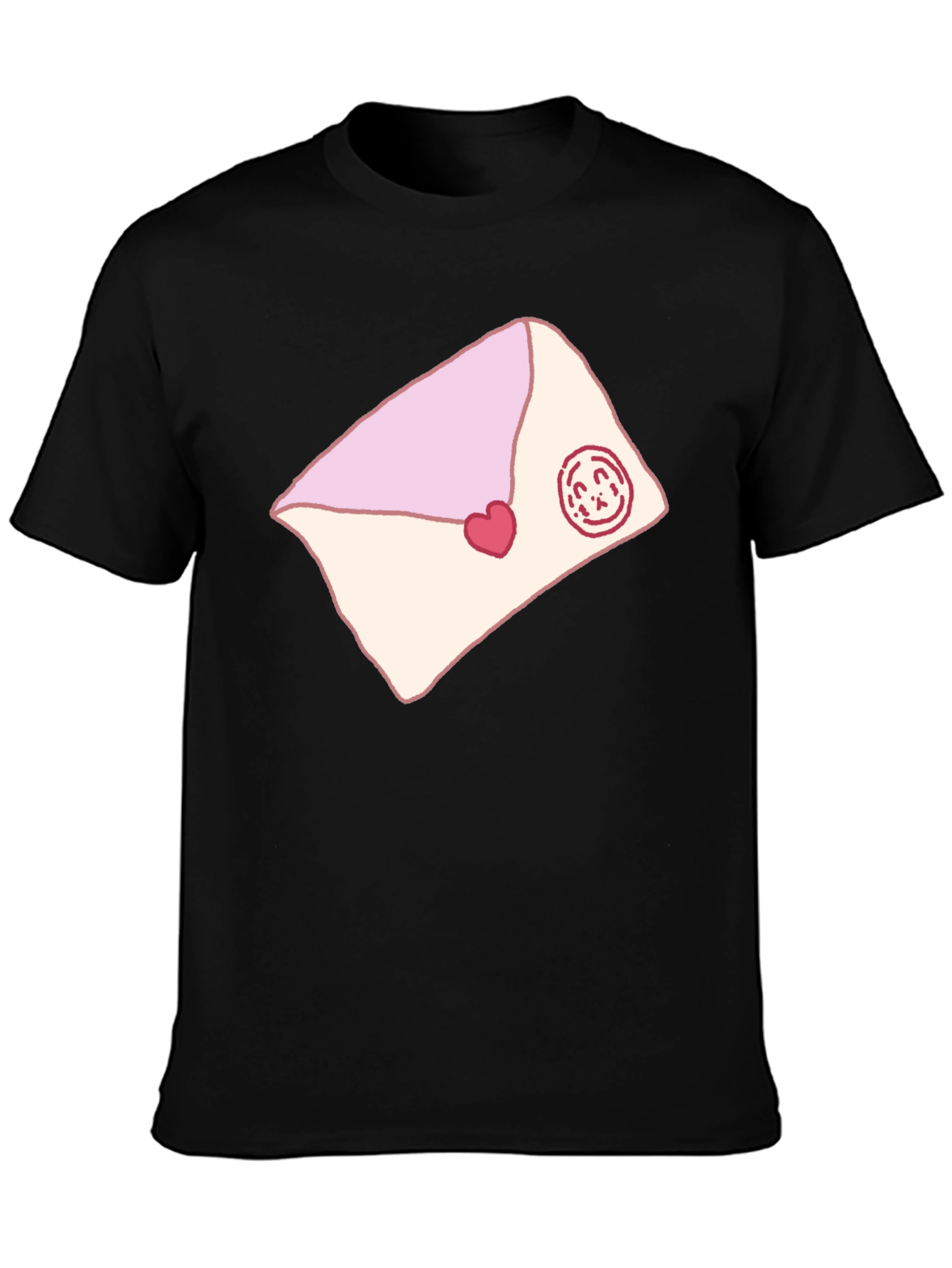 Cute Love Letter Graphic Tee - Black Cotton Blend