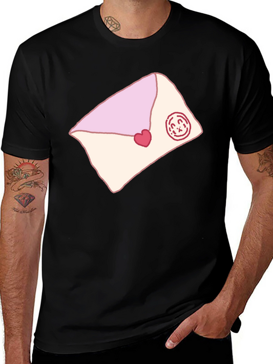 Cute Love Letter Graphic Tee - Black Cotton Blend