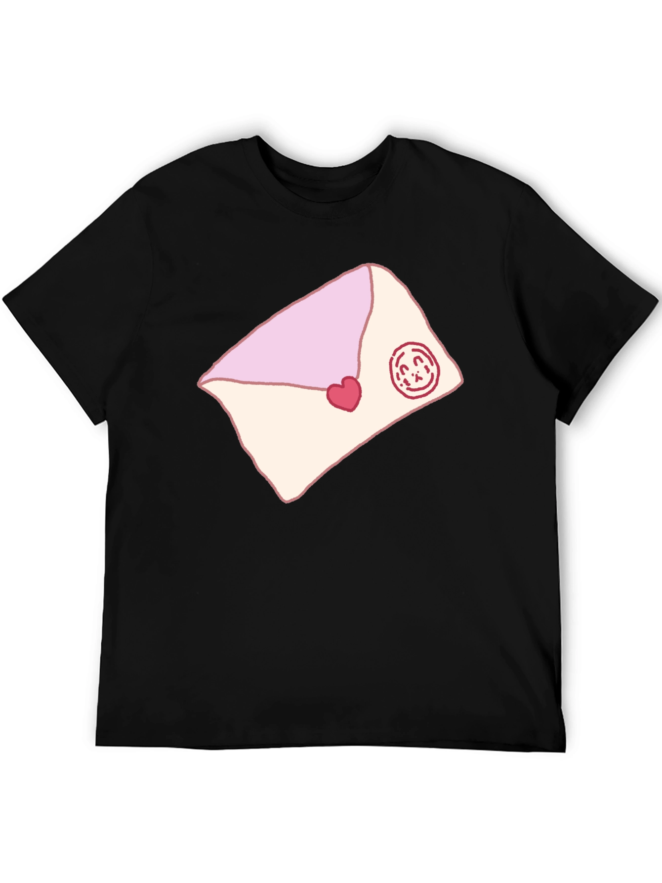 Cute Love Letter Graphic Tee - Black Cotton Blend
