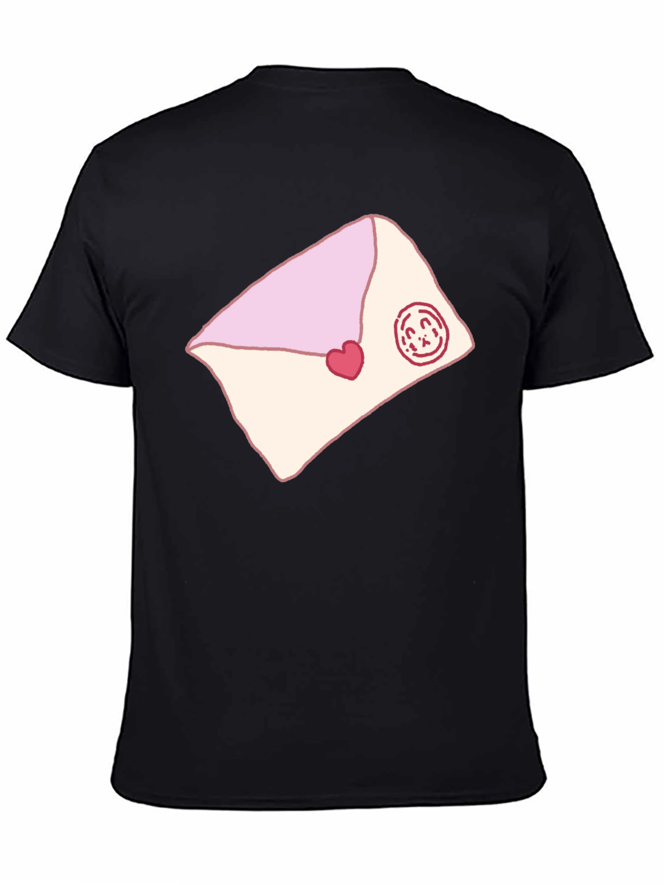 Cute Love Letter Graphic Tee - Black Cotton Blend