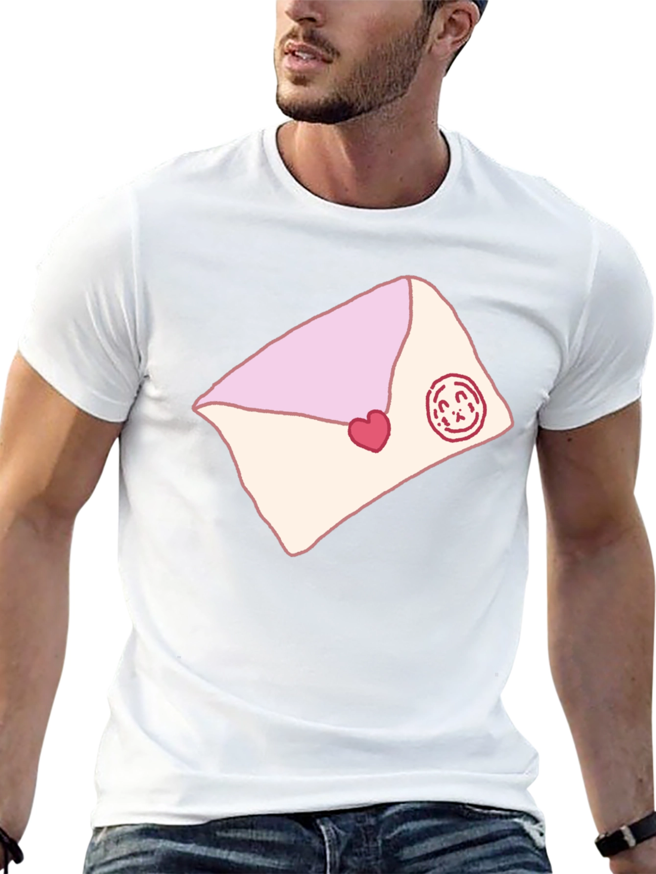 Cute Love Letter Graphic Tee - Black Cotton Blend
