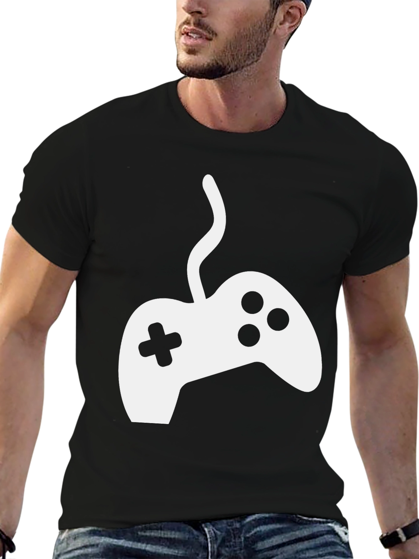 Gamer T-Shirt - White Controller Graphic Tee