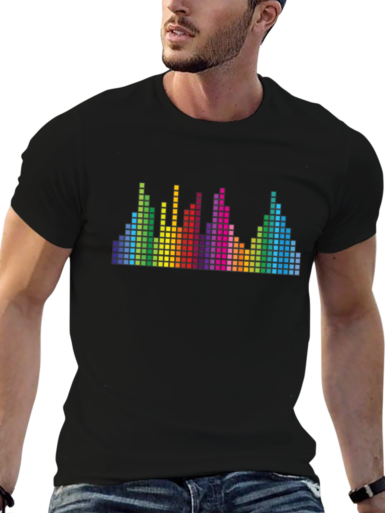 Rainbow Equalizer Graphic Tee - Black