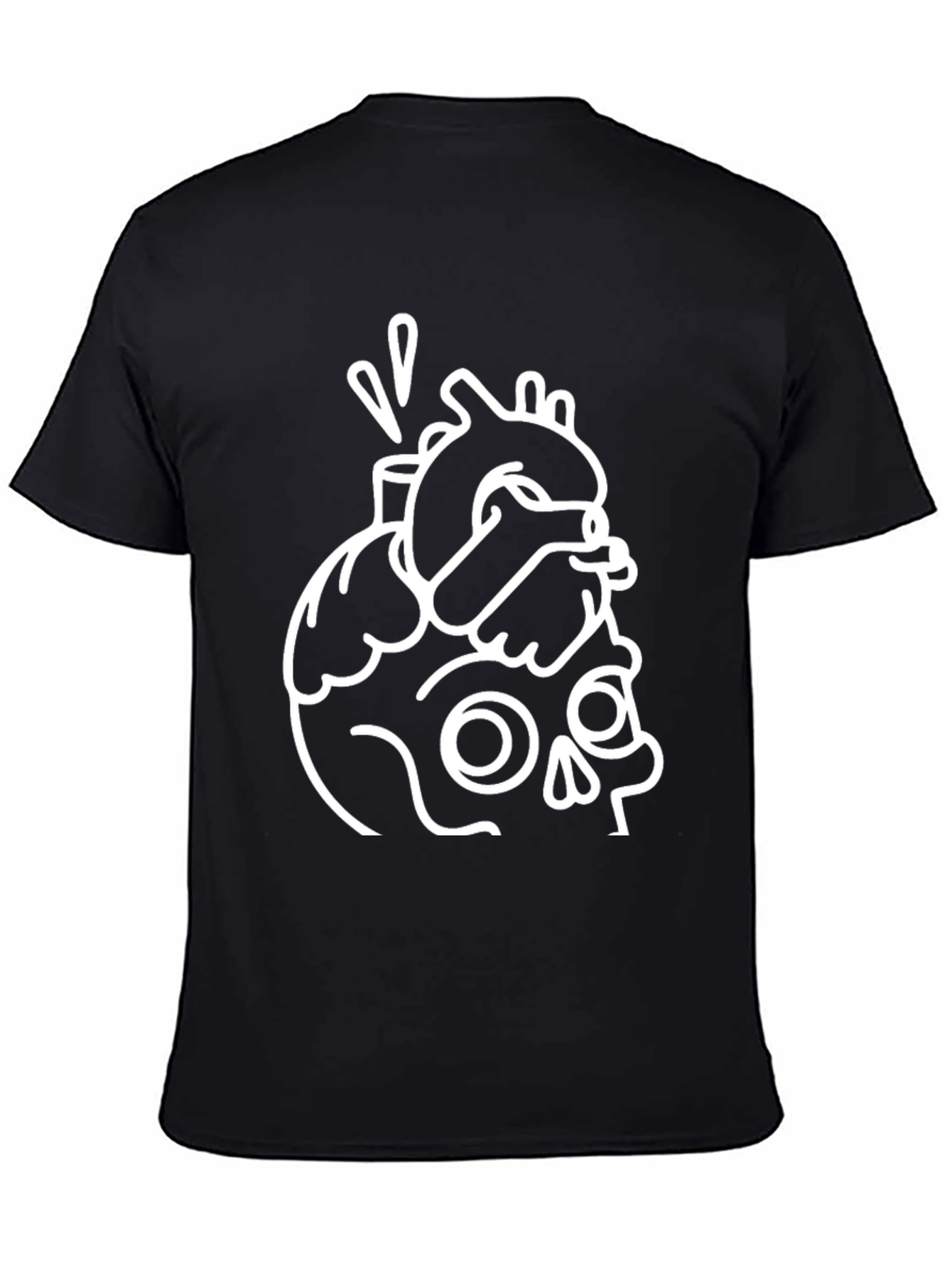 Skull & Heart Graphic Tee - Black Cotton T-Shirt