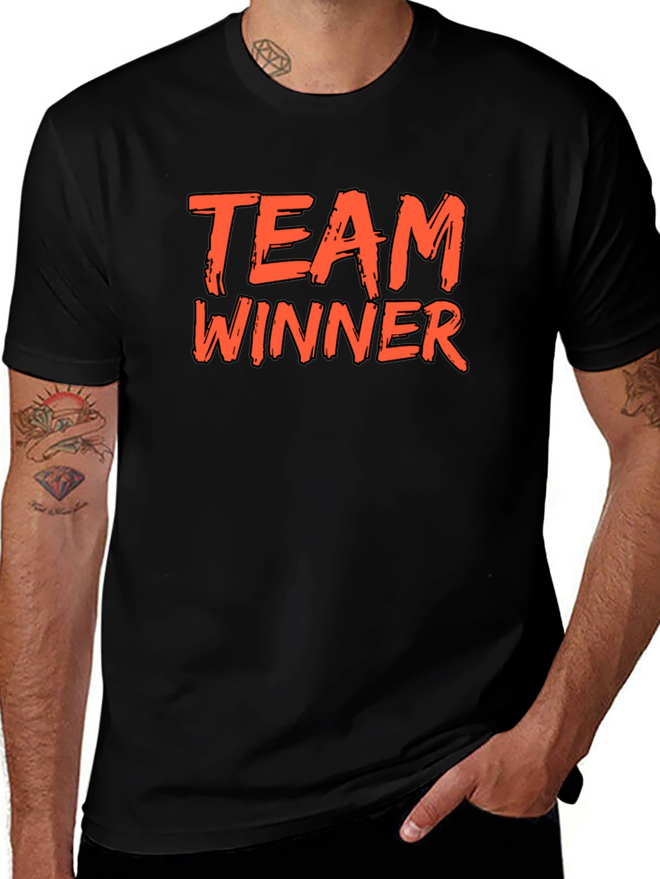 Team Winner Graphic Tee - Black Cotton T-Shirt