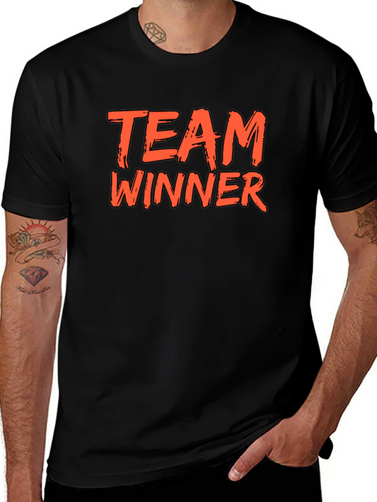 Team Winner Graphic Tee - Black Cotton T-Shirt