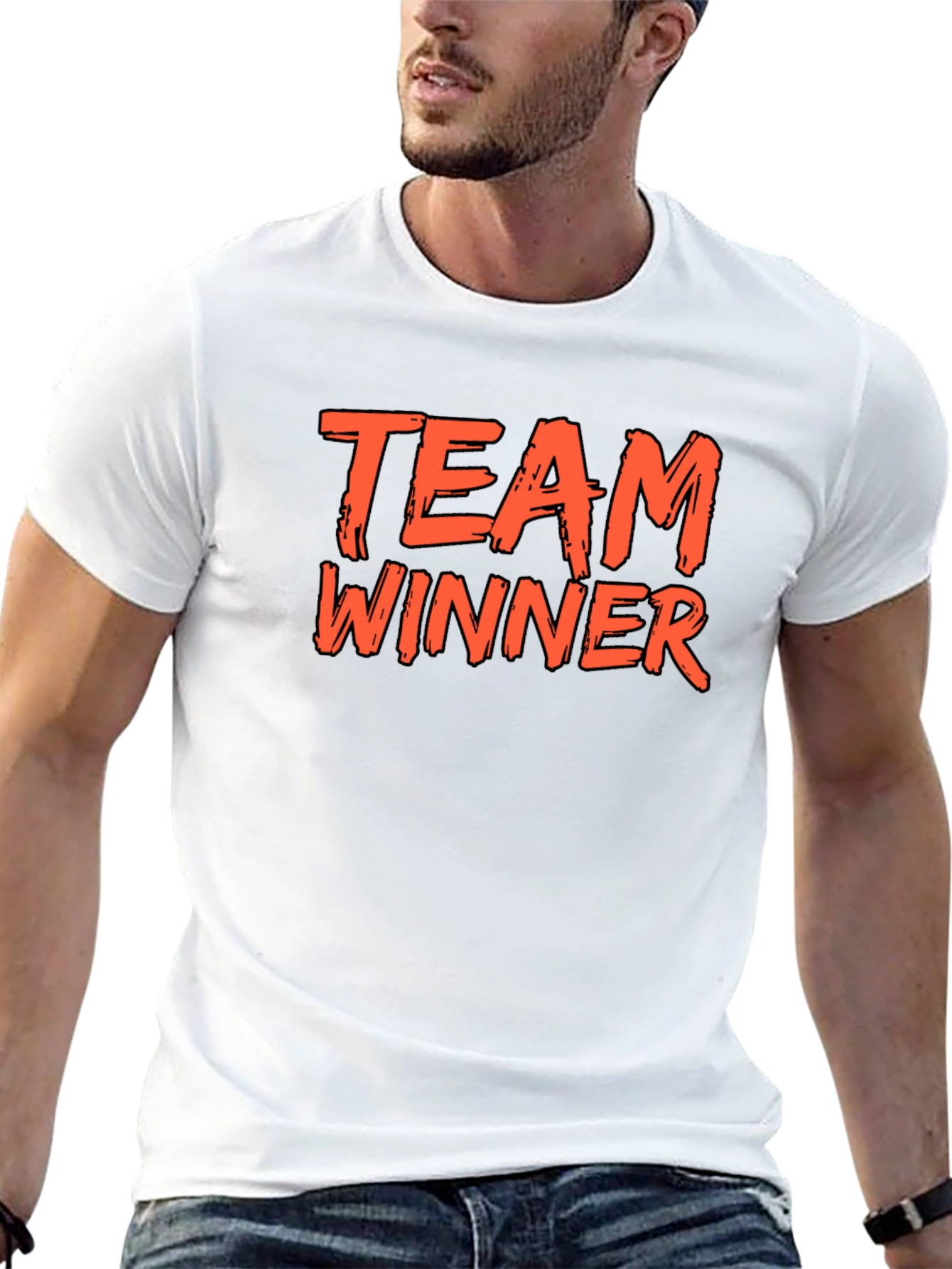 Team Winner Graphic Tee - Black Cotton T-Shirt