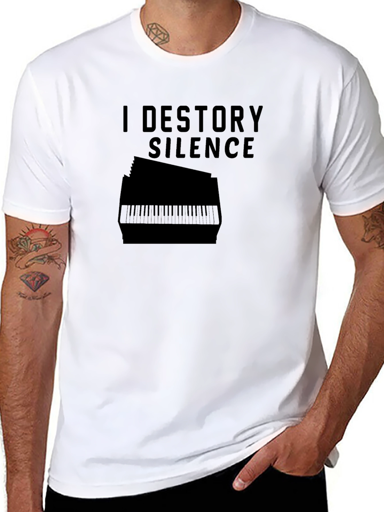 I Destroy Silence T-Shirt - Musician Piano Player Tee