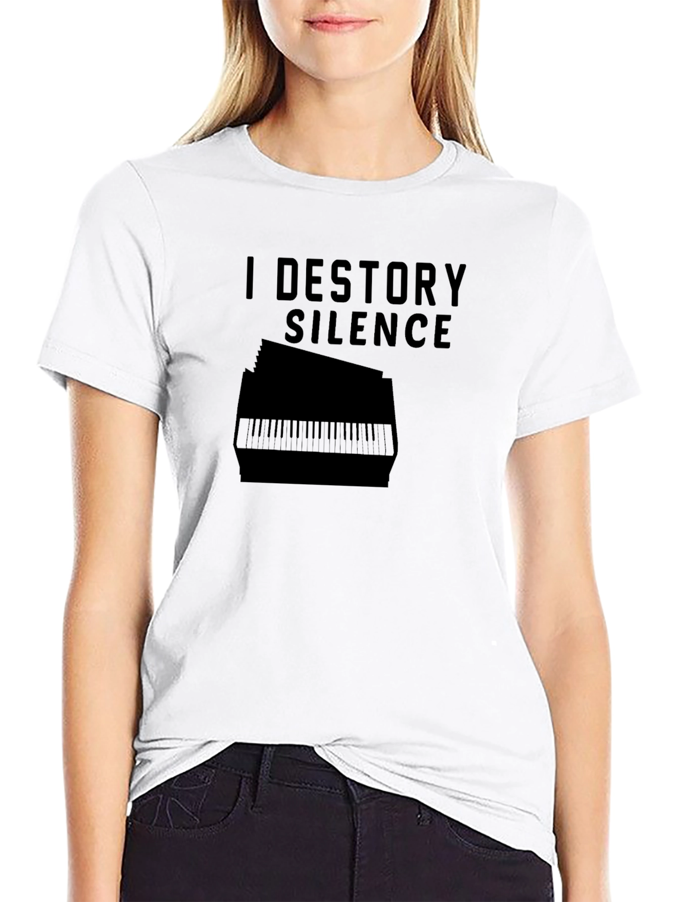 I Destroy Silence T-Shirt - Musician Piano Player Tee