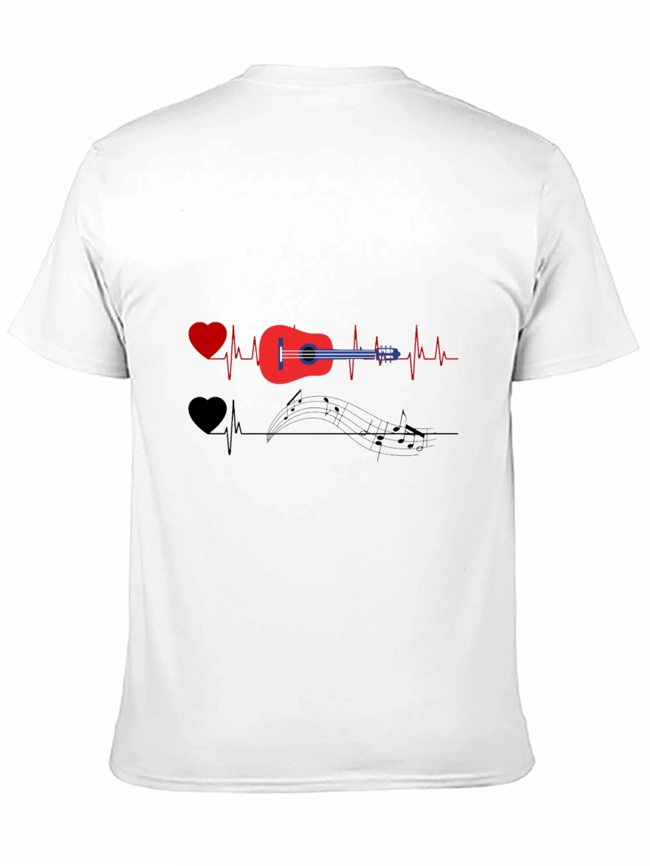 Music Lover T-Shirt - Guitar Heartbeat Design
