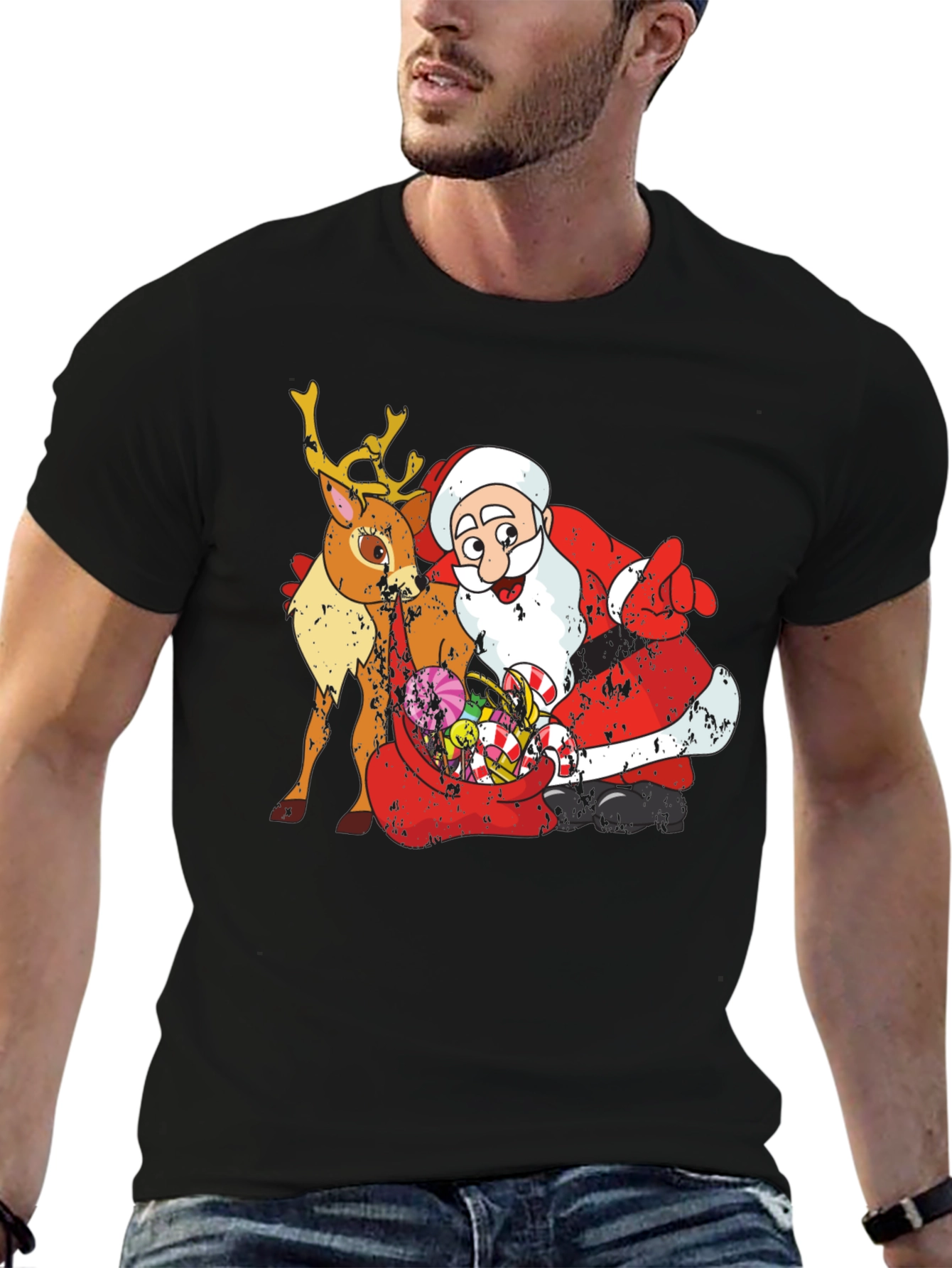 Festive Santa & Reindeer Christmas T-Shirt