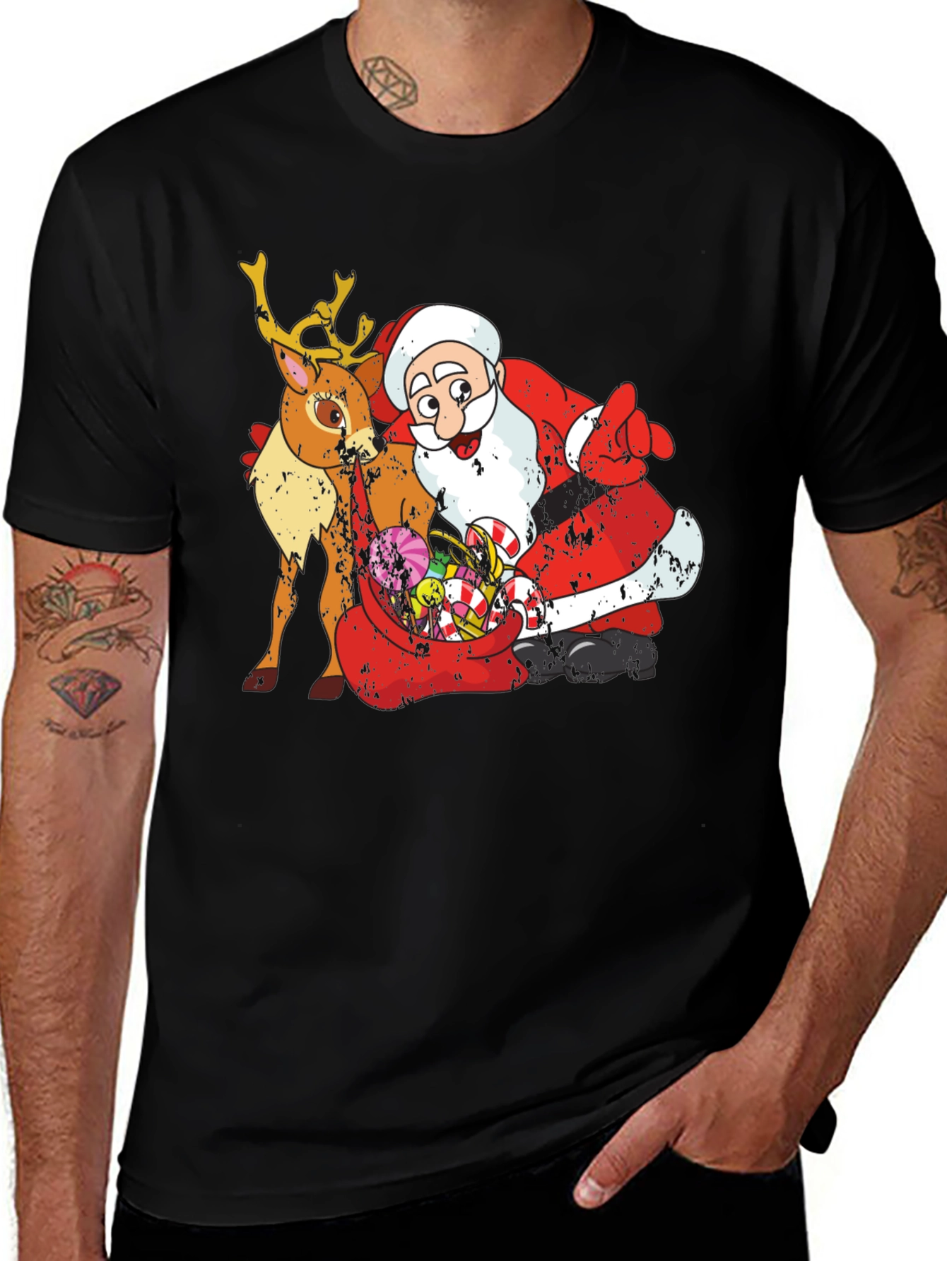 Festive Santa & Reindeer Christmas T-Shirt