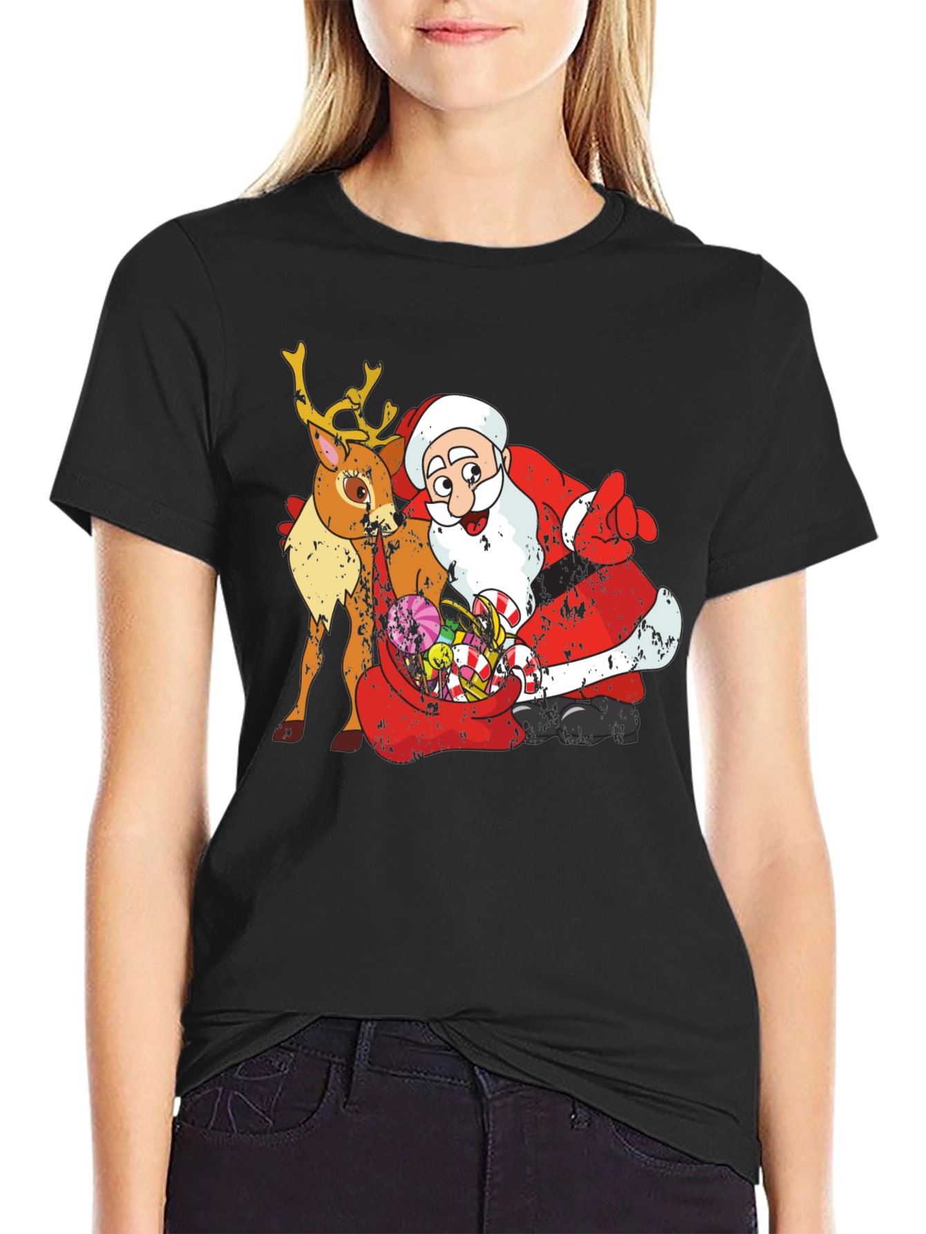 Festive Santa & Reindeer Christmas T-Shirt