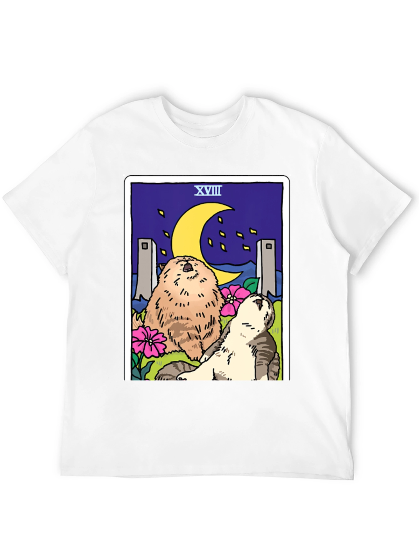 Moon Tarot Card Cats Graphic T-Shirt