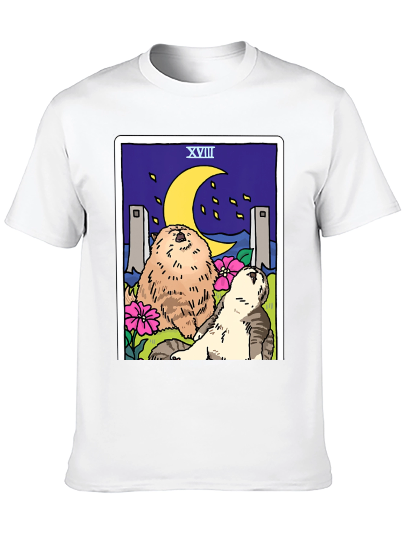 Moon Tarot Card Cats Graphic T-Shirt
