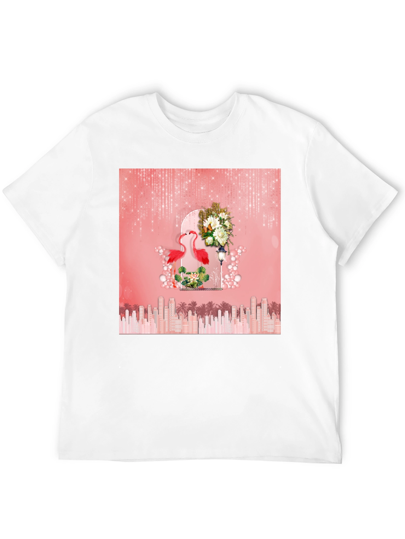 Flamingo Cityscape Graphic Tee