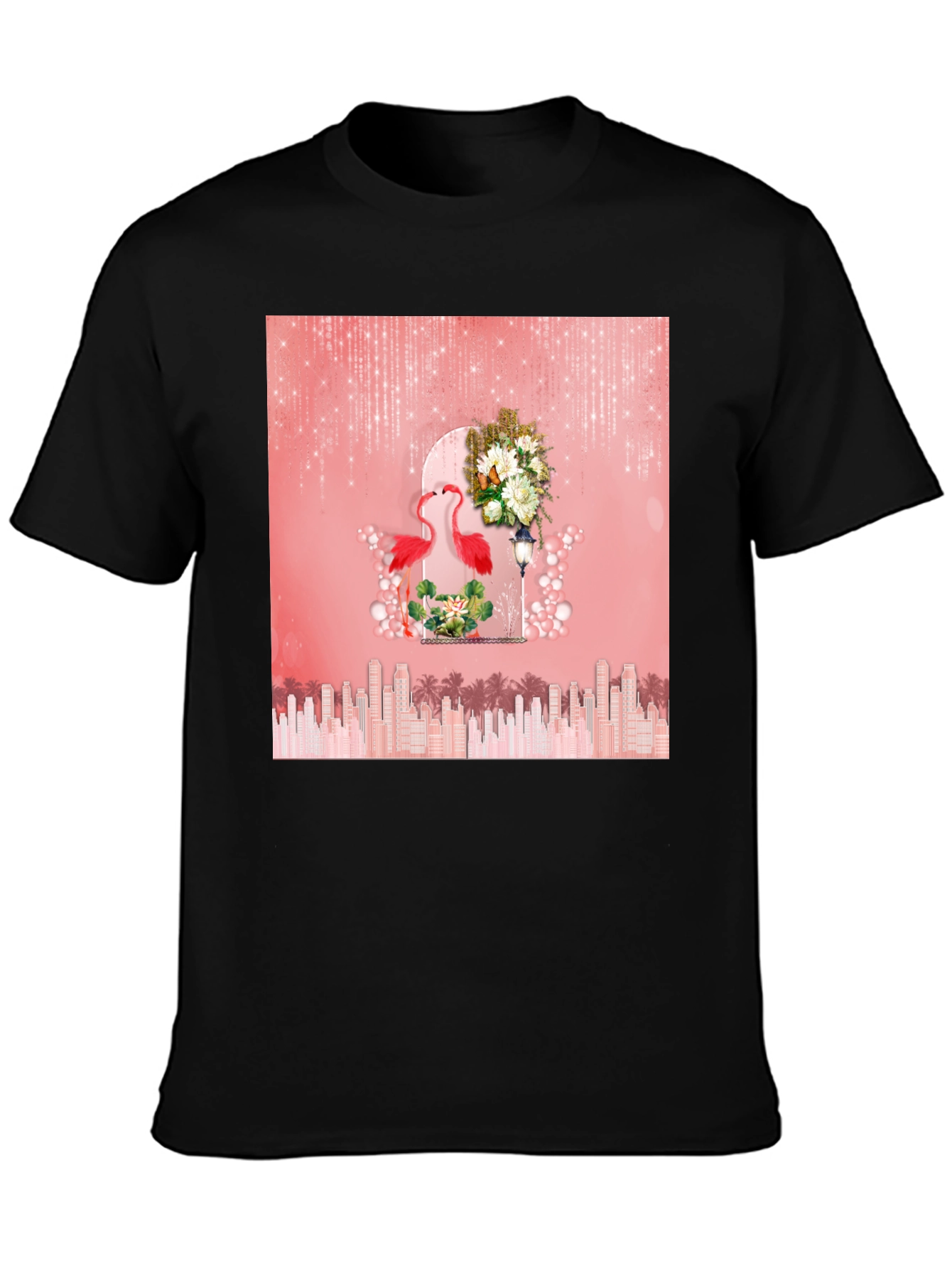 Flamingo Cityscape Graphic Tee