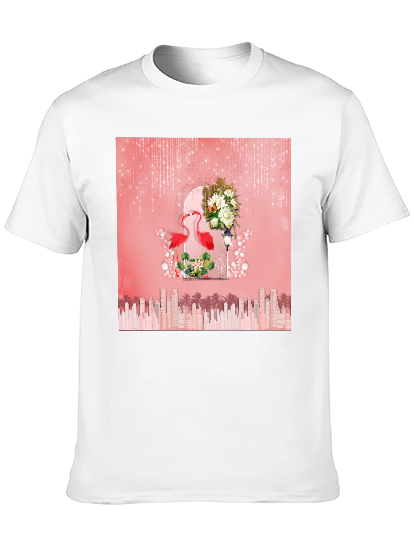 Flamingo Cityscape Graphic Tee