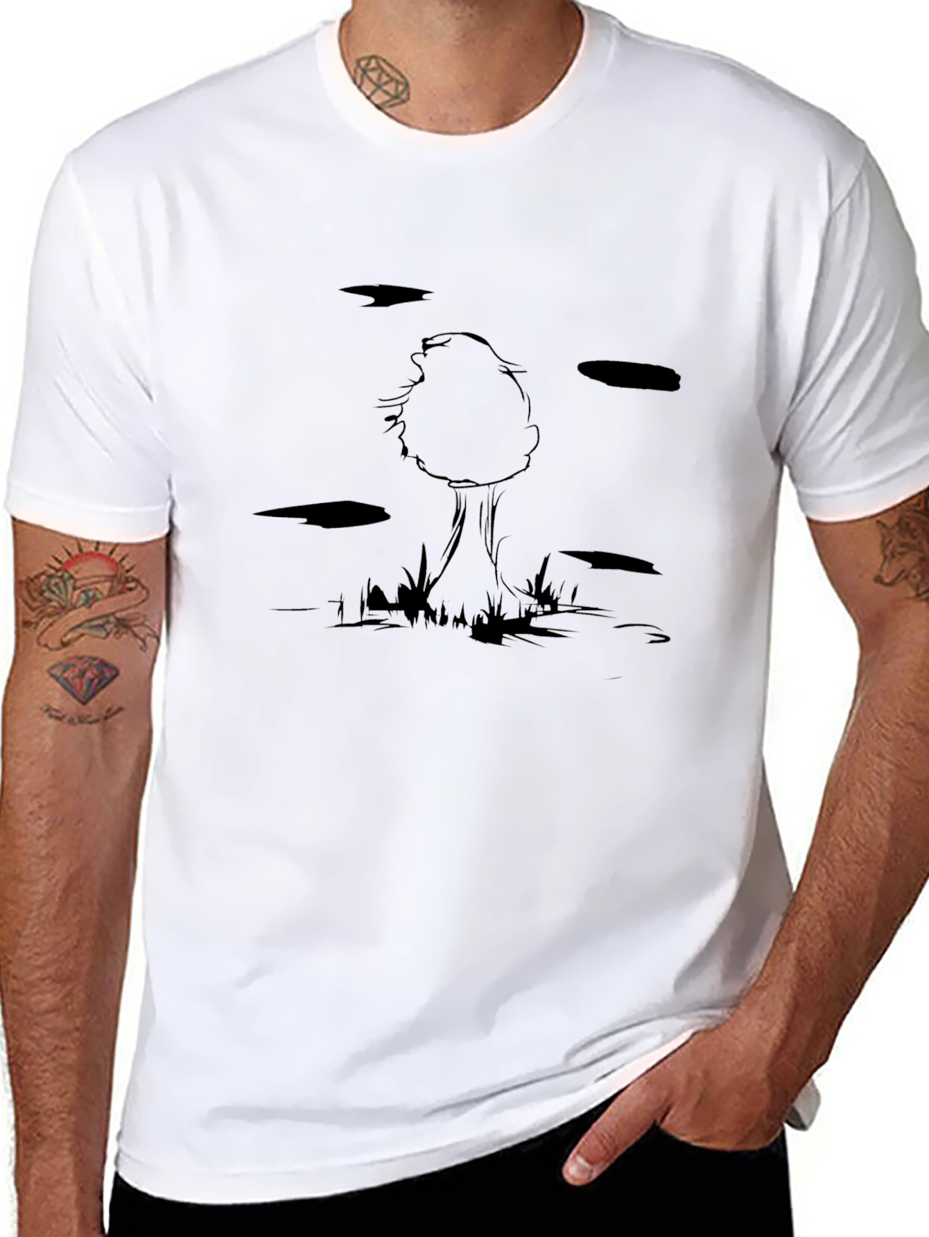 Graphic Tree Print Black T-Shirt
