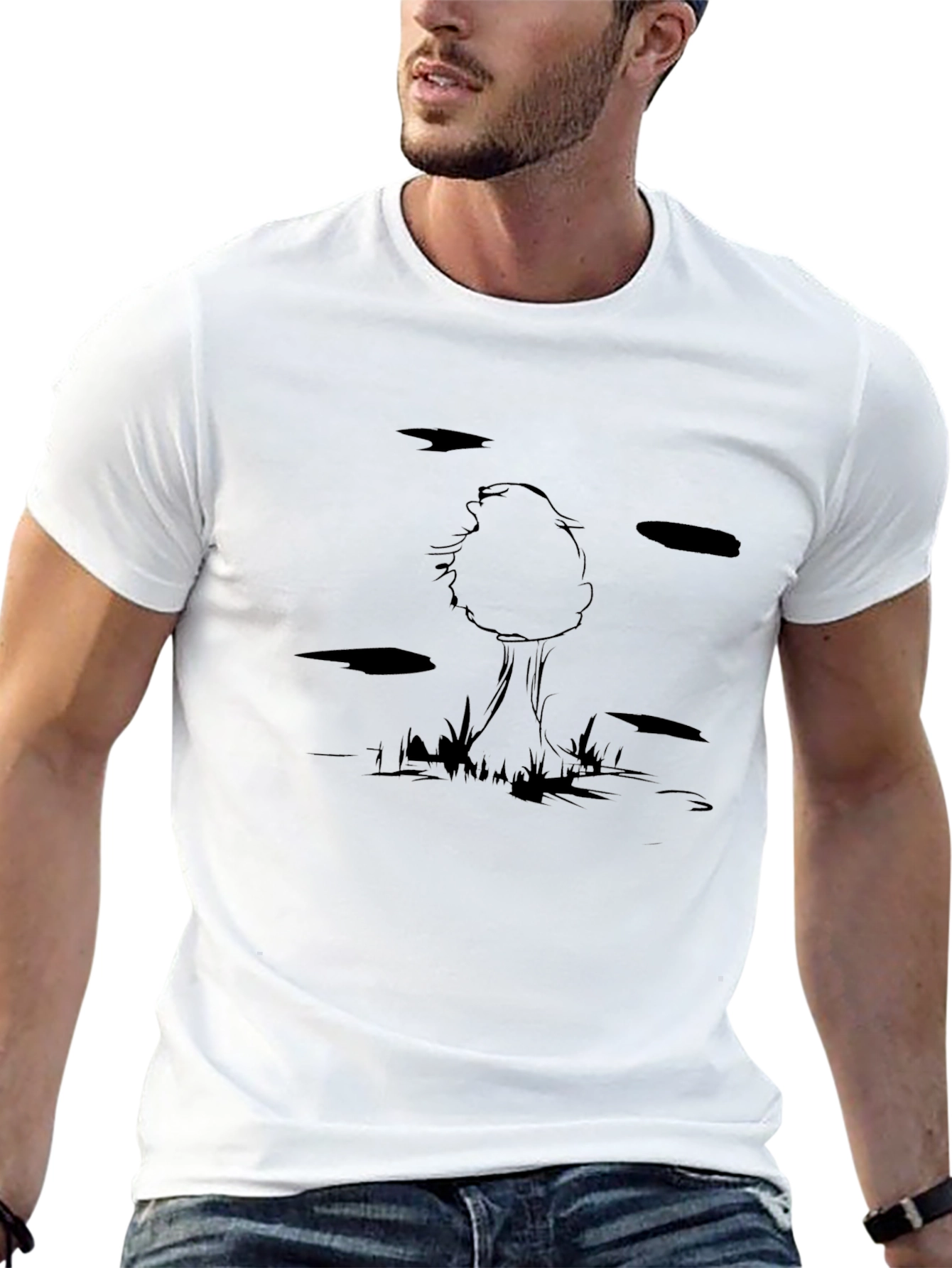 Graphic Tree Print Black T-Shirt