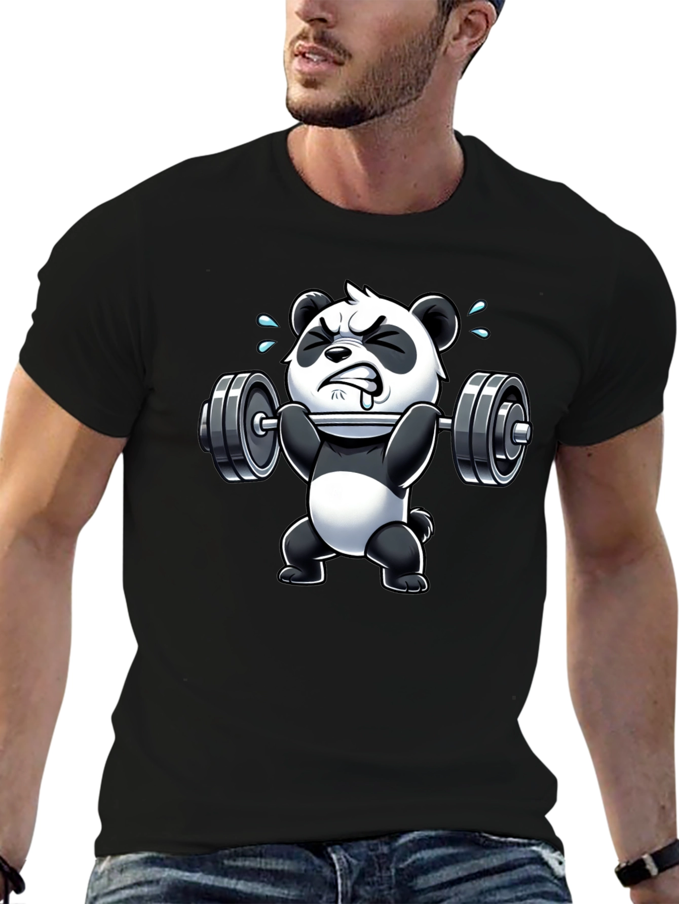 Weightlifting Panda Graphic T-Shirt