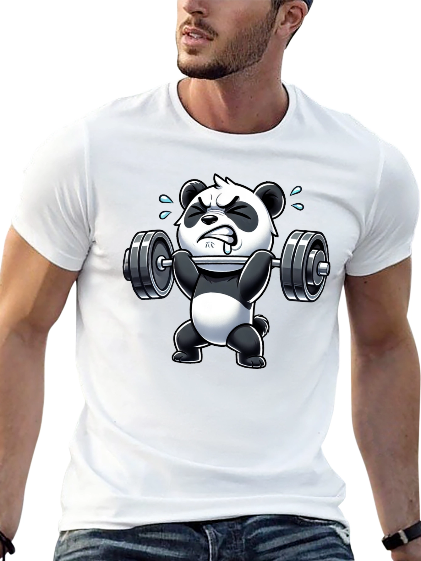 Weightlifting Panda Graphic T-Shirt